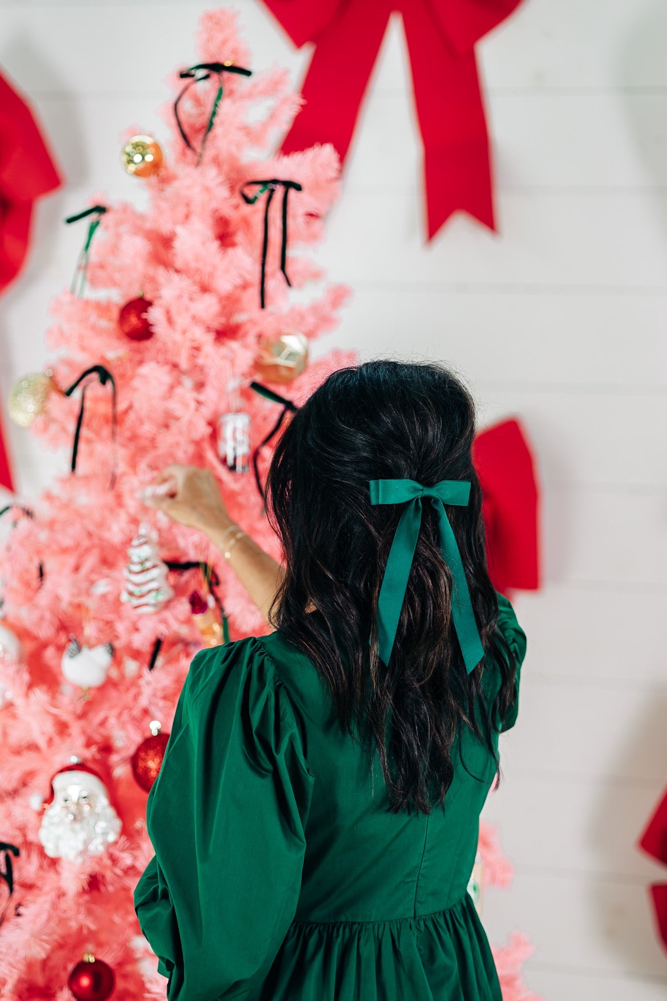 Bows and Kisses Green Hair Clip
