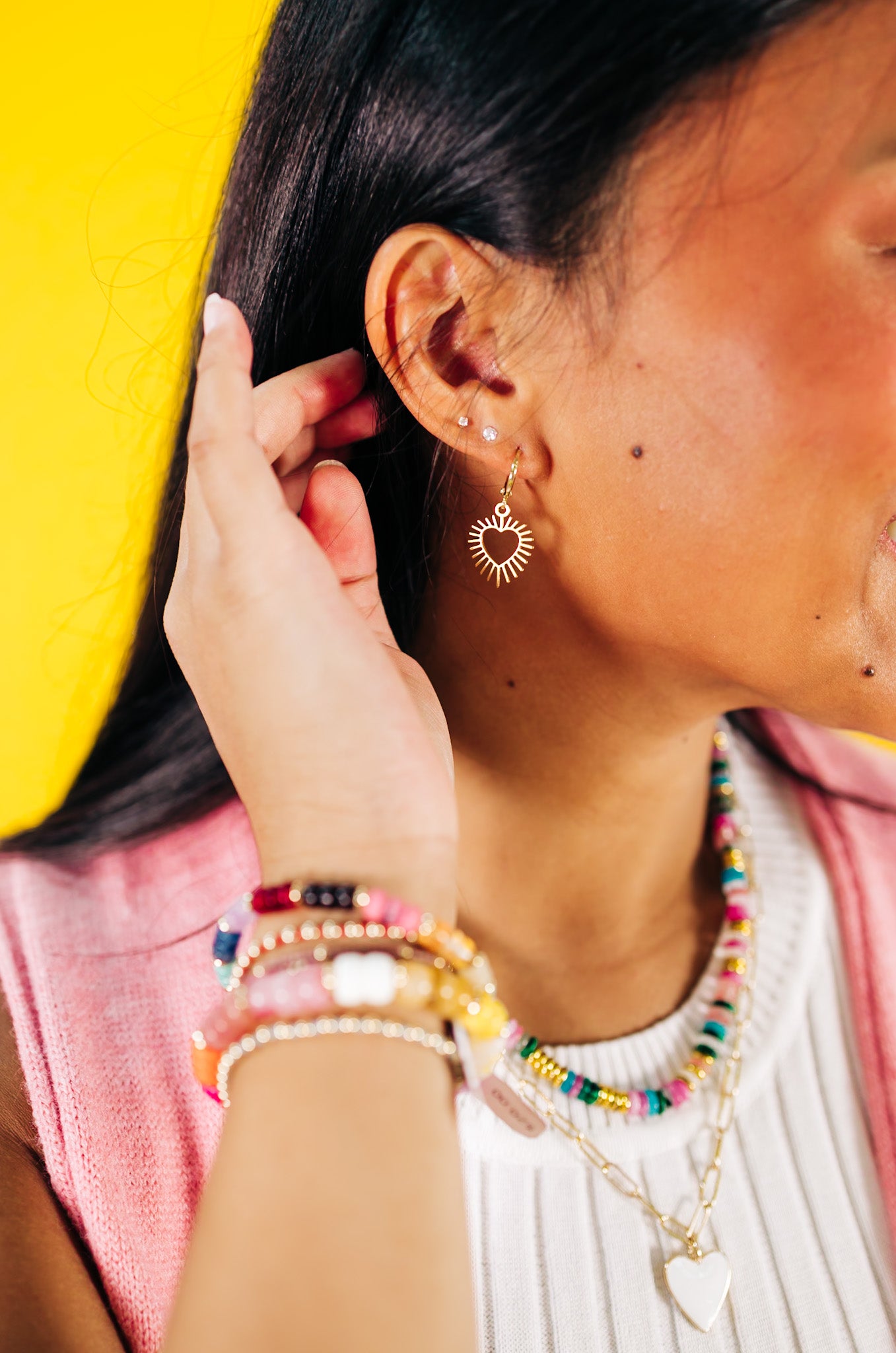 Ablaze Heart Gold Huggie Earrings