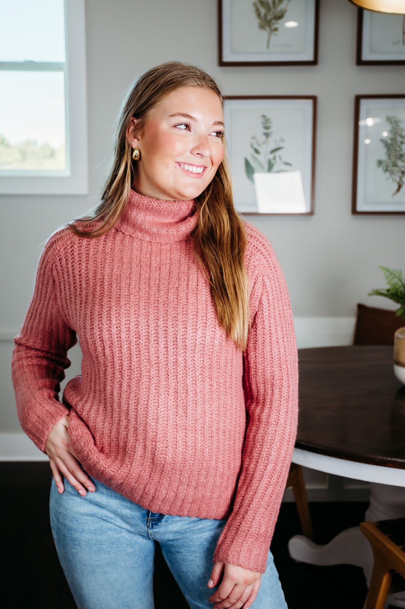 Salima Long Sleeves Dried Rose Sweater