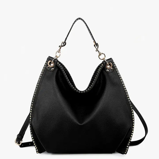 Carly Studded Hobo Black Handbag