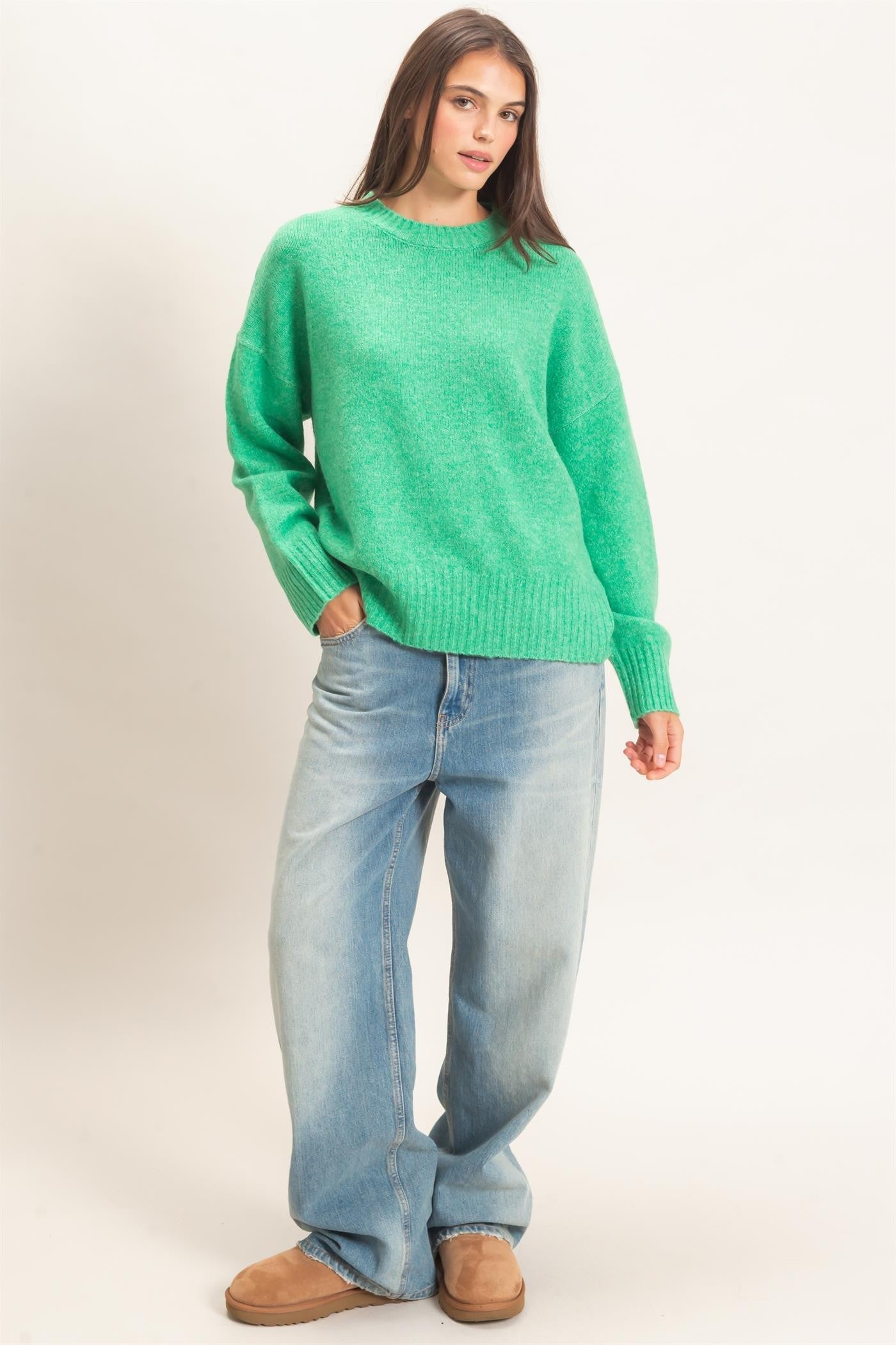 Easy Sunday Green Sweater