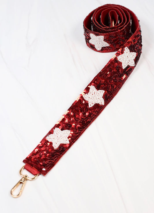 Sparkle and Shine Crimson Sequin Guitar Strap