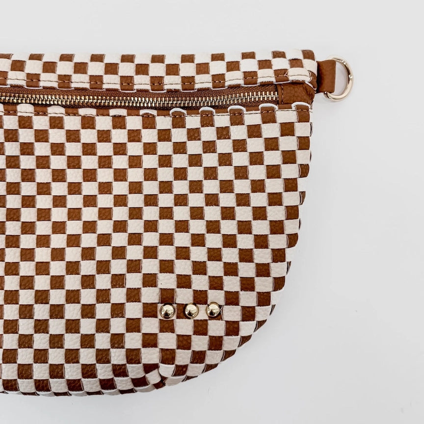 Westlyn Woven Checkered Brown Belt Bag