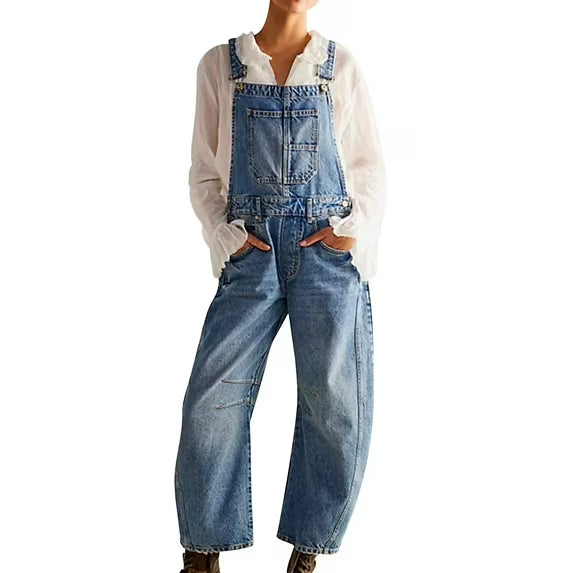 Sophia Barrel Leg Overall Jumpsuit