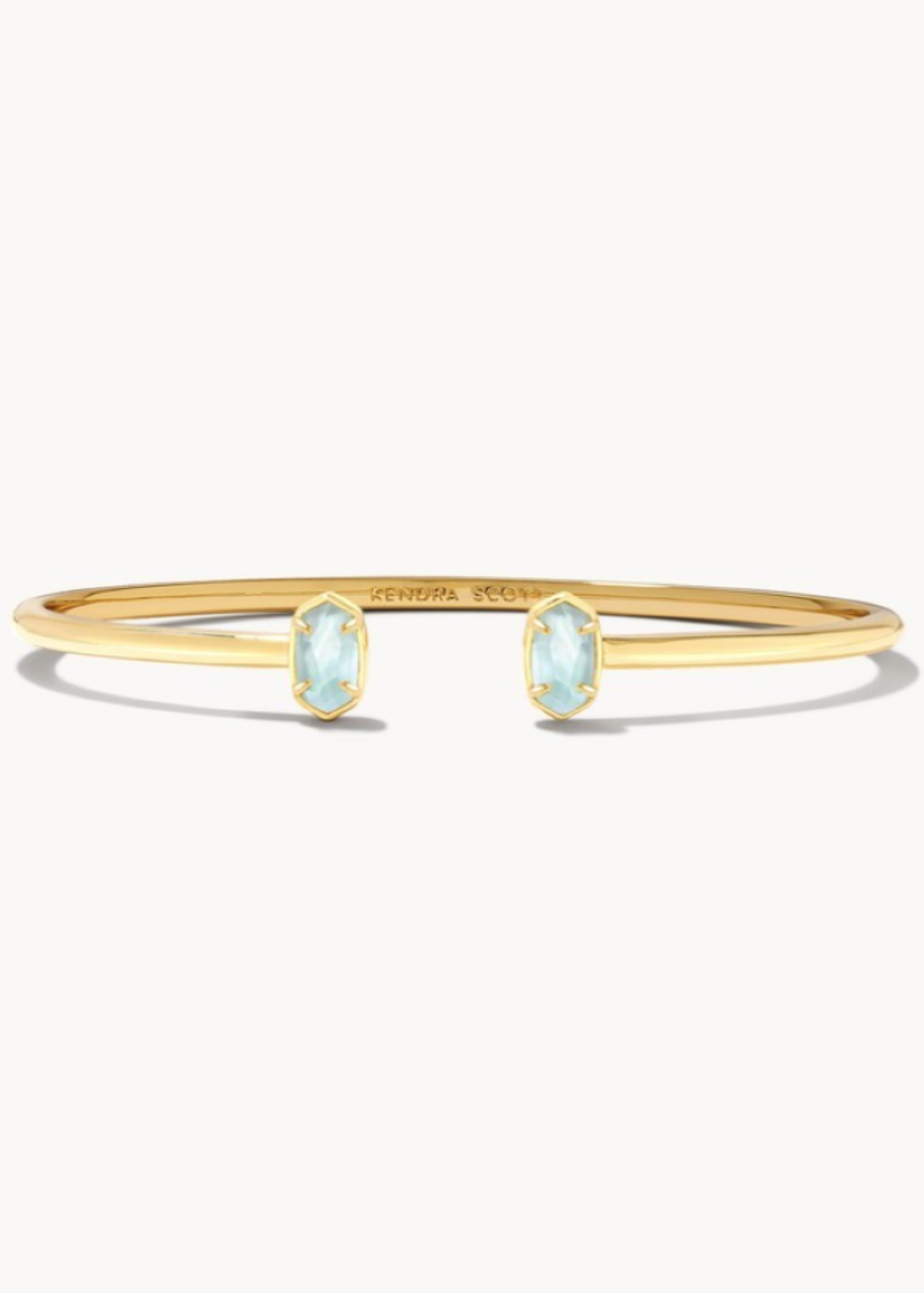 Emilie Gold Cuff Bracelet in Light Blue Illusion