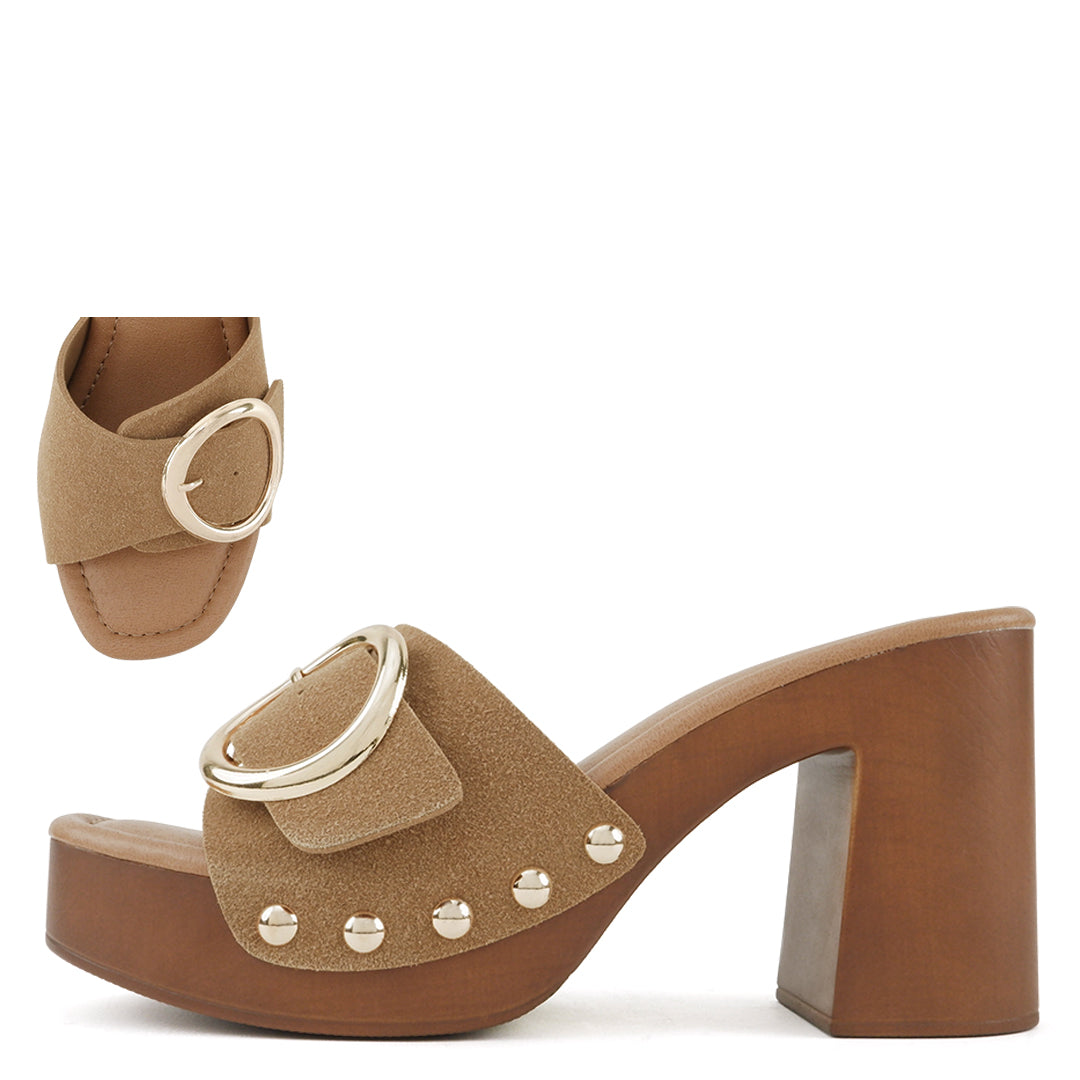 Rise and Shine Tan Platform Heels