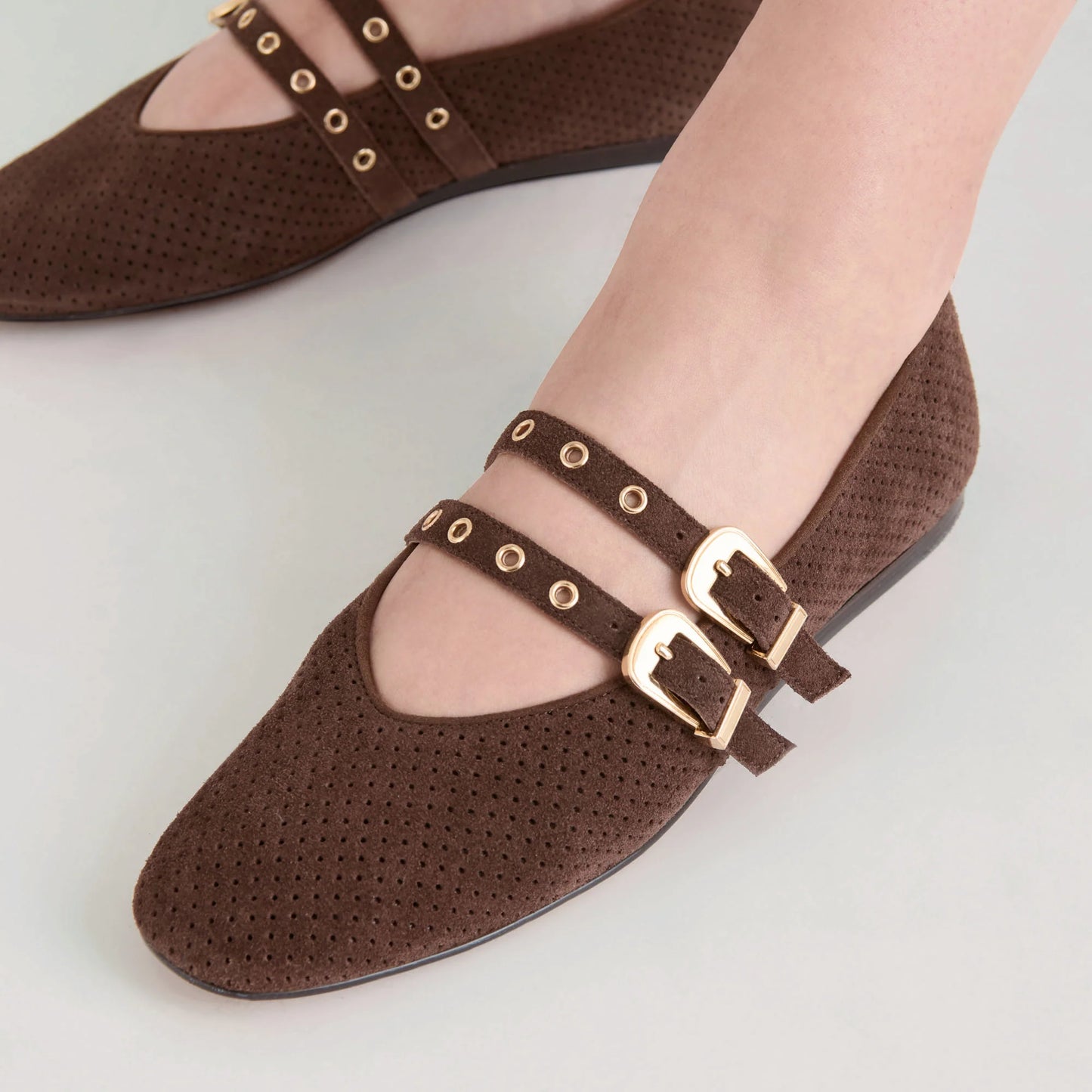 Baylee Grommet Brown Ballet Flats
