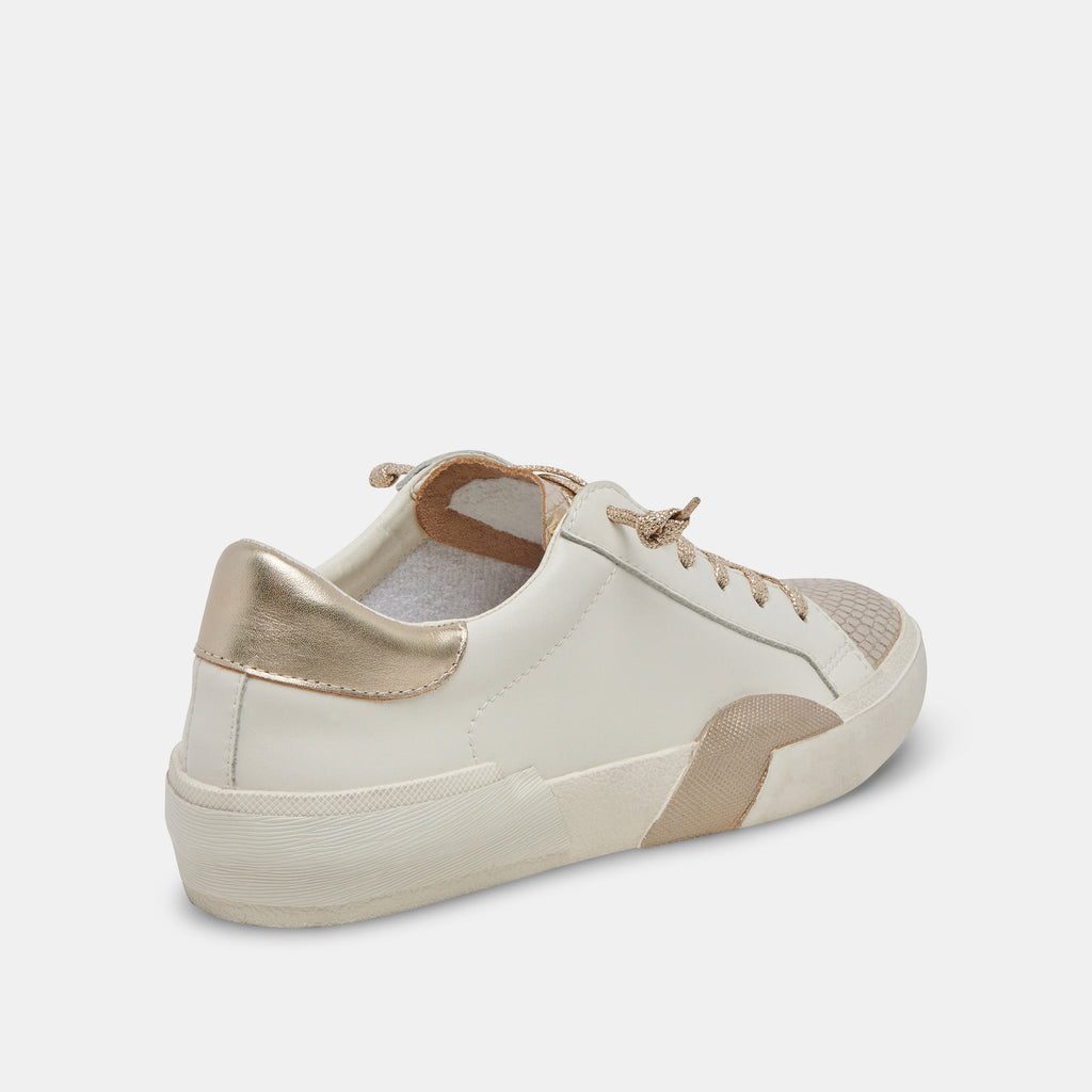 Zina White/Gold Leather Sneakers