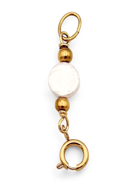 Drop a Line Flat Pearl Charm