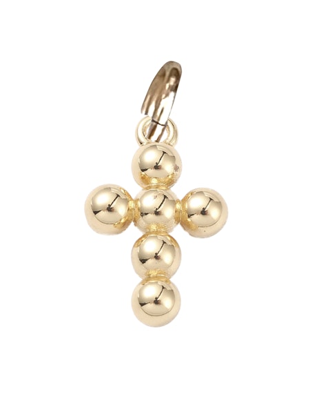 Small Beaded Gold Cross Charm
