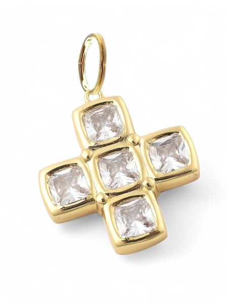 Clear Cubed Cross Charm