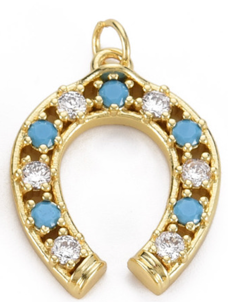 Horseshoe Stone Turquoise Charm