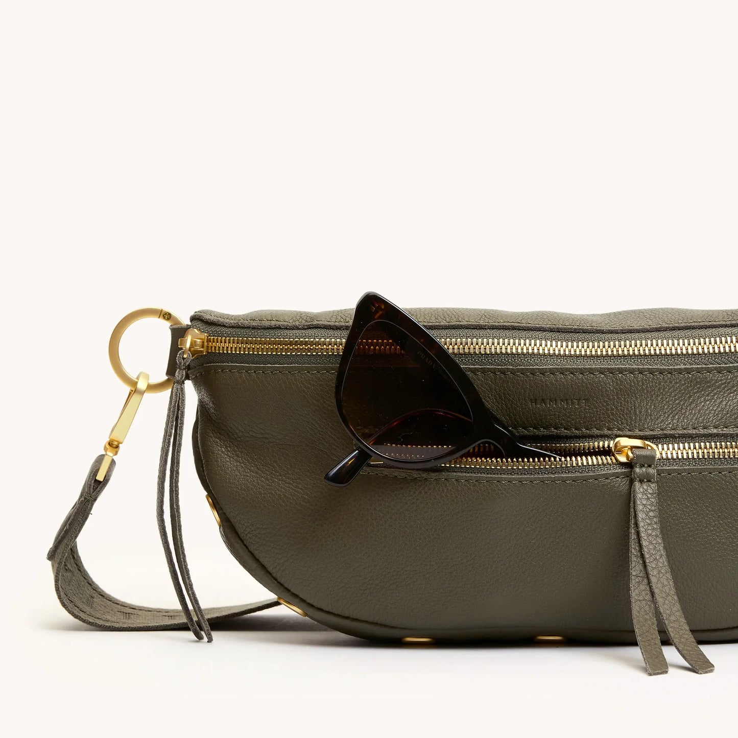 Charles Med Olive/Brushed Gold Crossbody