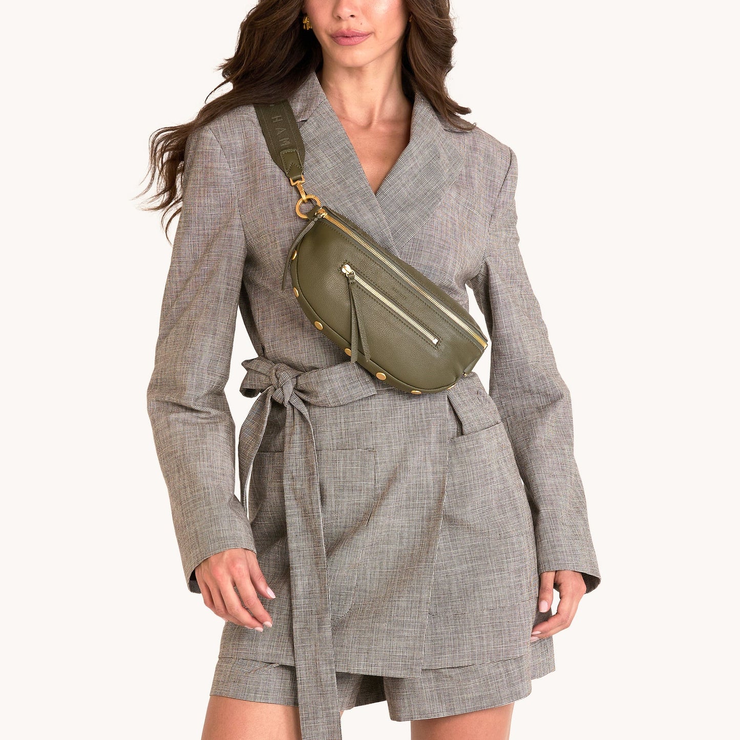 Charles Med Olive/Brushed Gold Crossbody