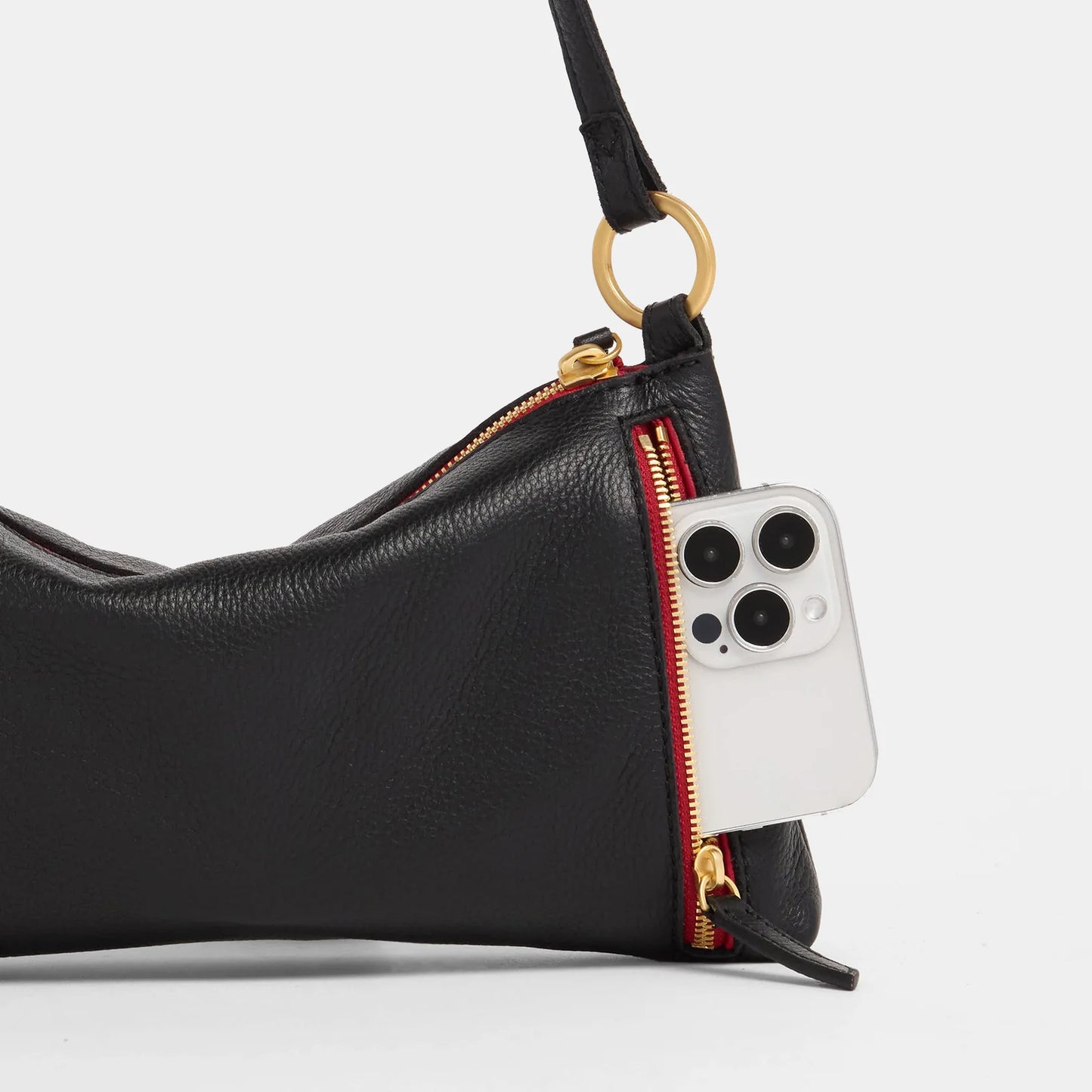 Kyle Small Black/Brushed Gold Red Zip Handbag