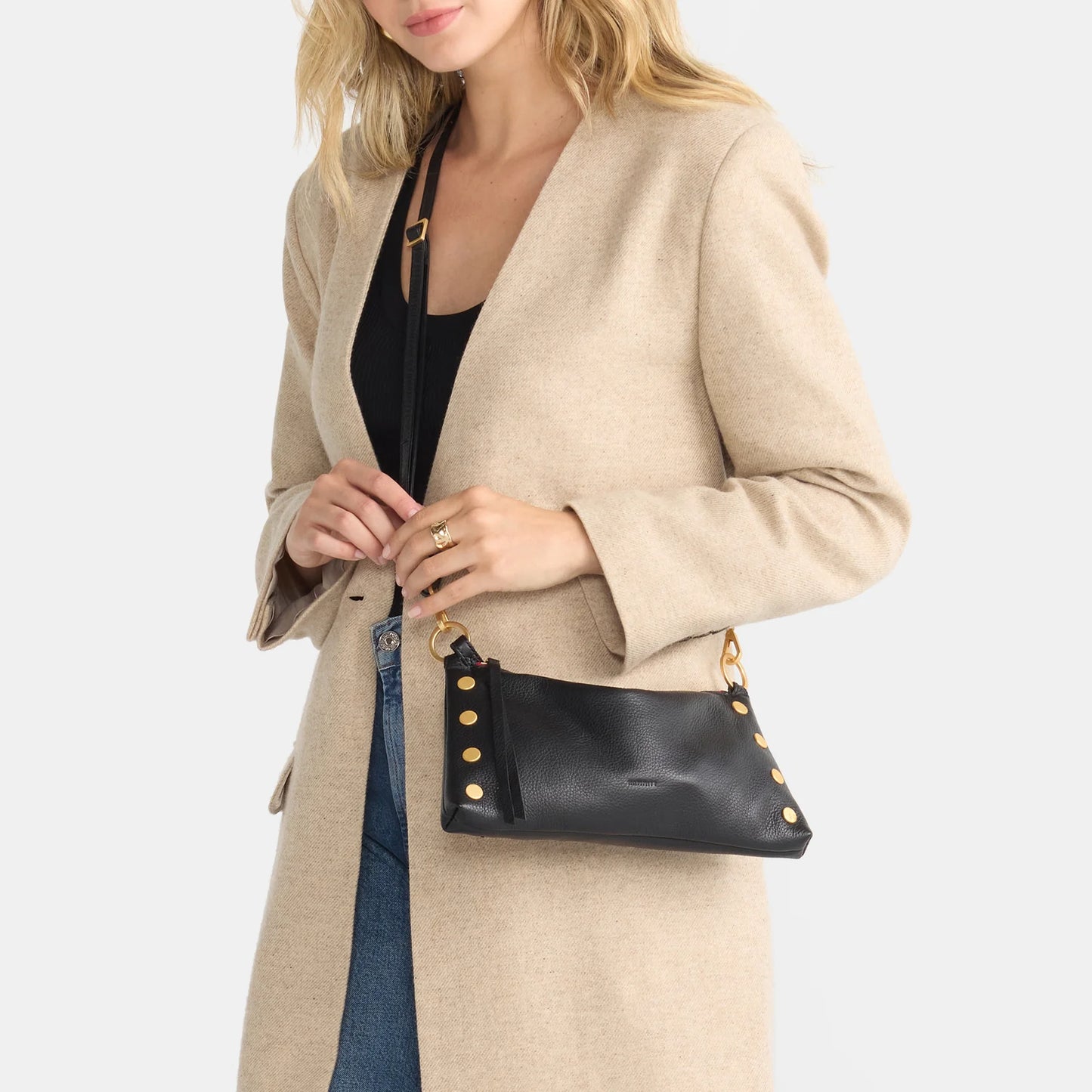 Kyle Small Black/Brushed Gold Red Zip Handbag