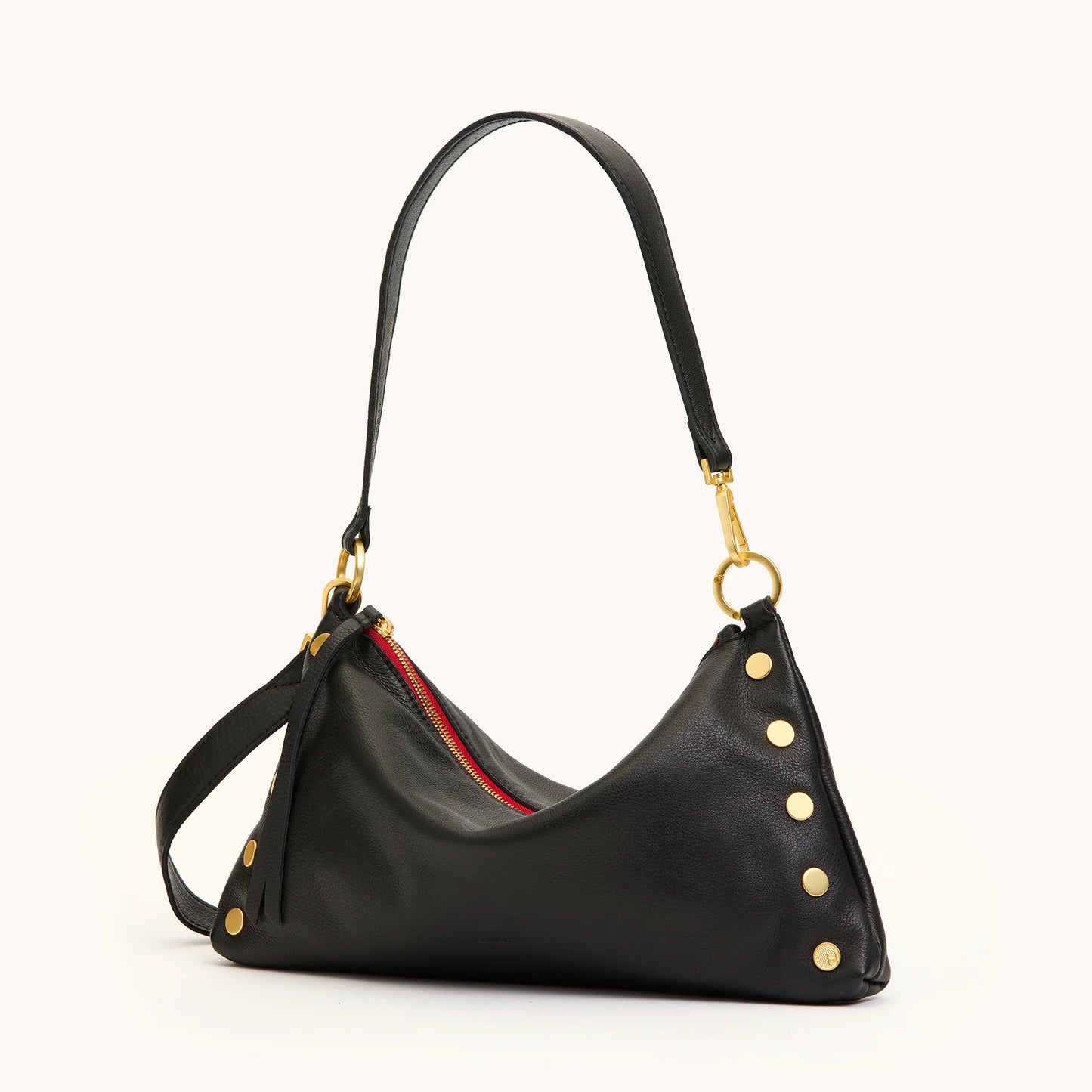 Kyle Med Black/Brushed Gold Red Zip Handbag