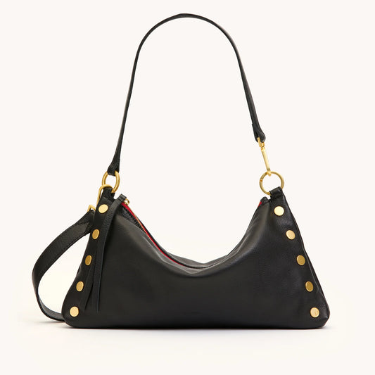 Kyle Med Black/Brushed Gold Red Zip Handbag