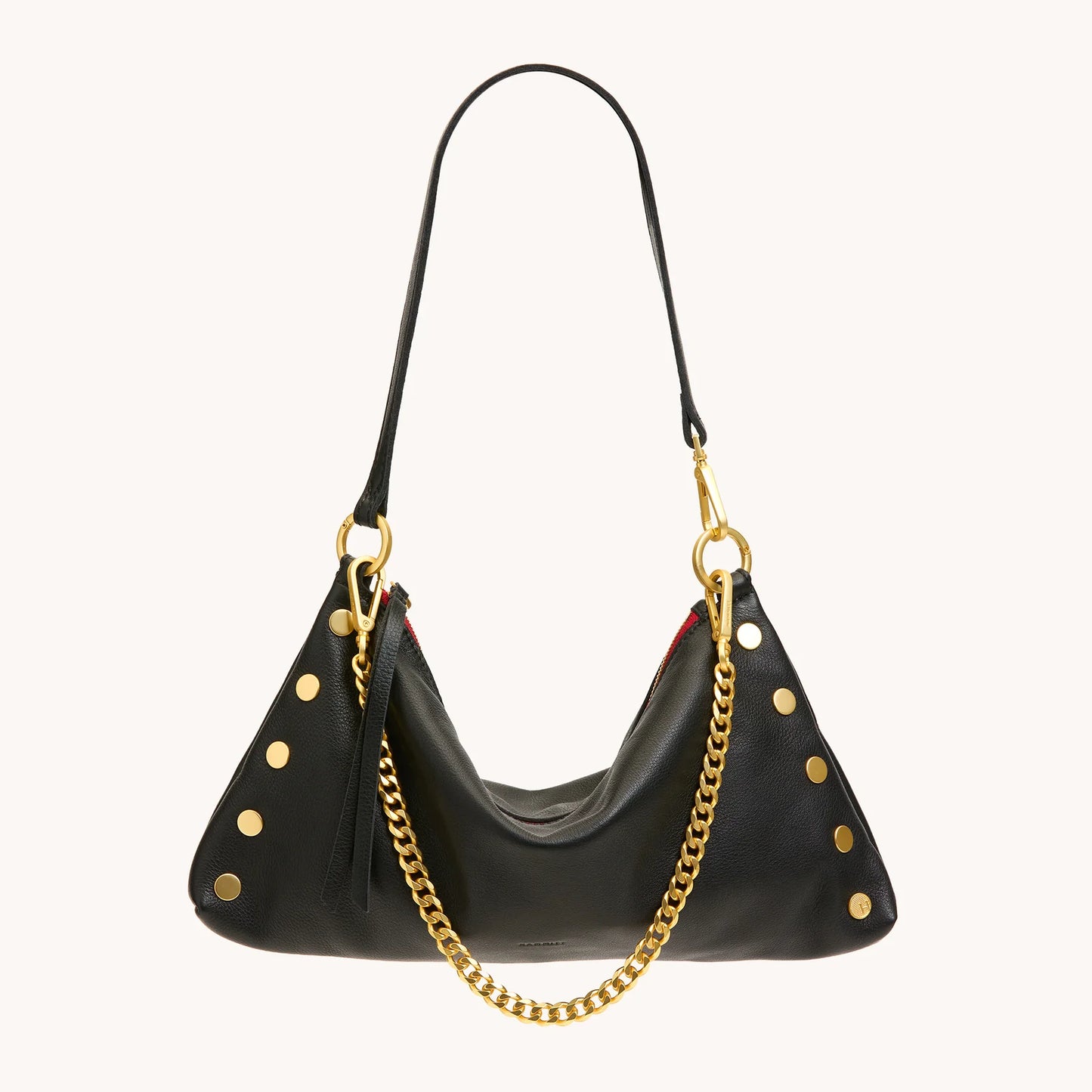 Kyle Med Black/Brushed Gold Red Zip Handbag