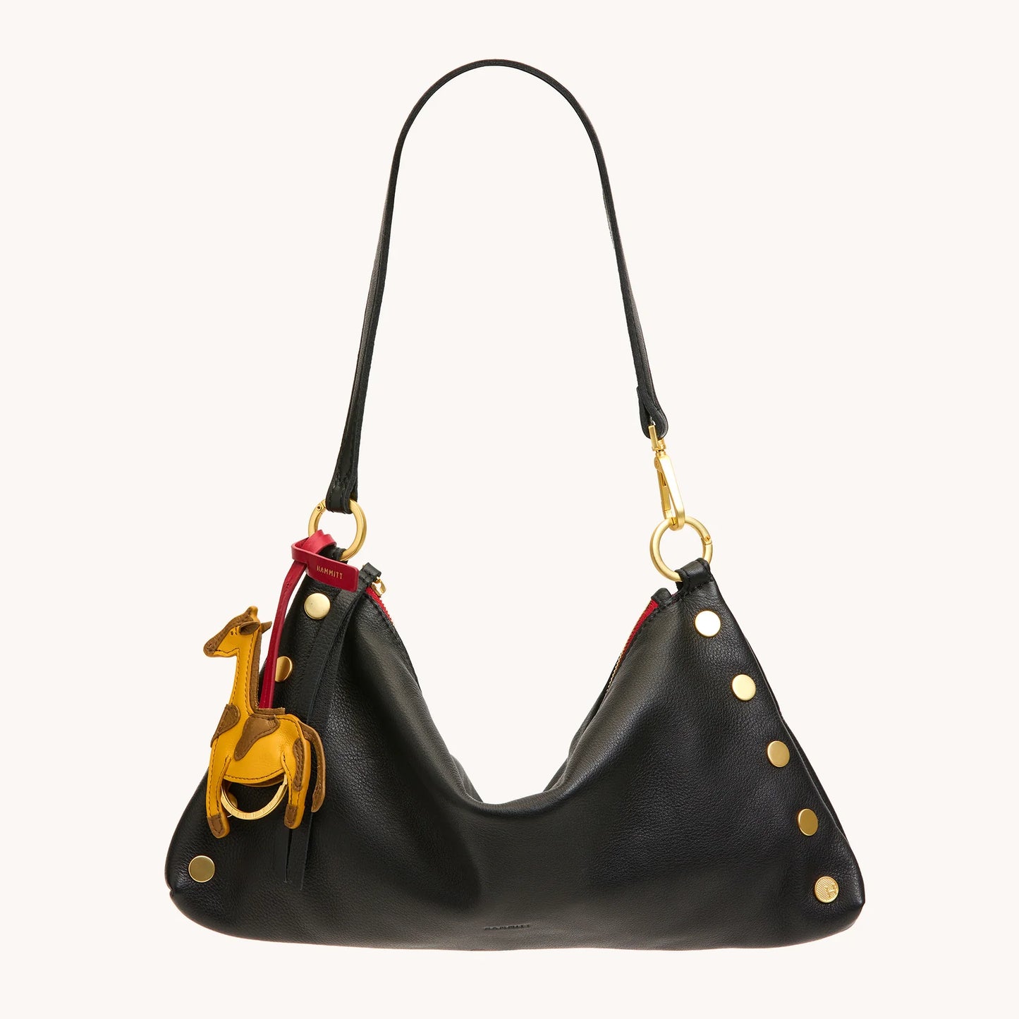 Kyle Med Black/Brushed Gold Red Zip Handbag
