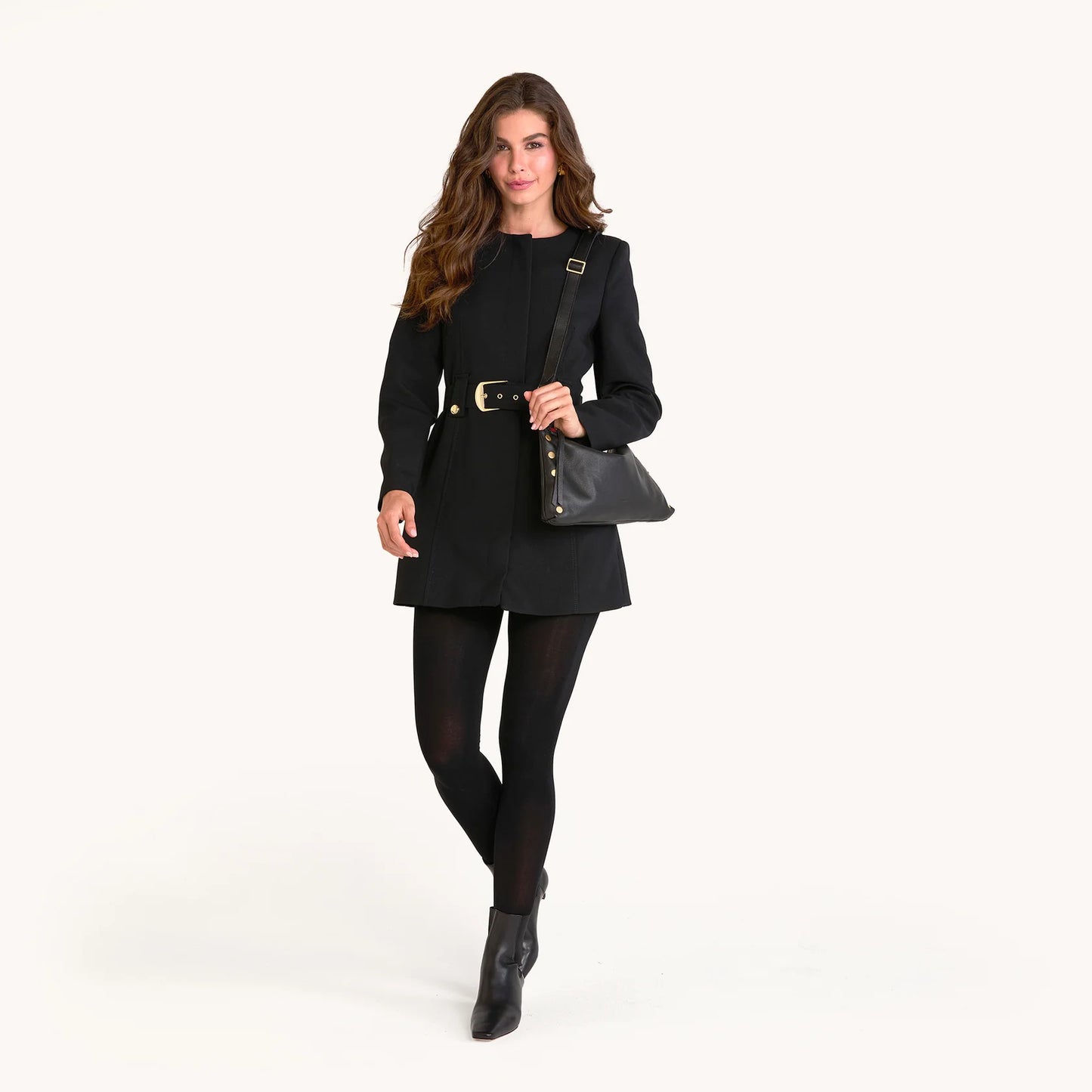 Kyle Med Black/Brushed Gold Red Zip Handbag