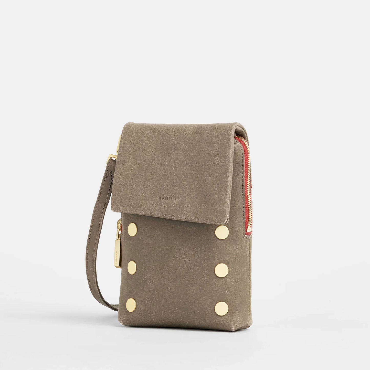 VIP Mobile Pewter/Brushed Gold Red Zip Handbag