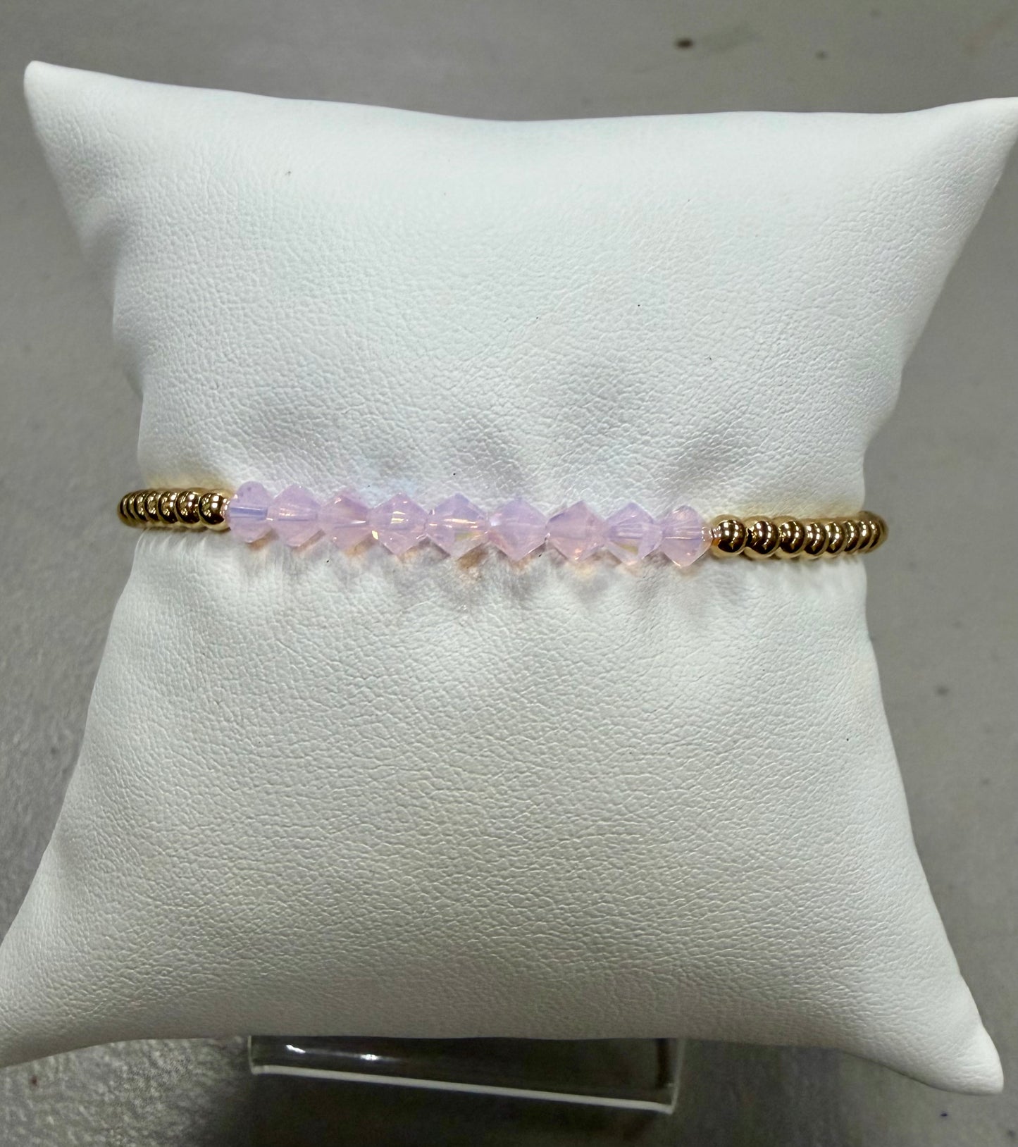 Crystal Bar Rose Water Opal 14K Gold Filled Beaded Bracelet