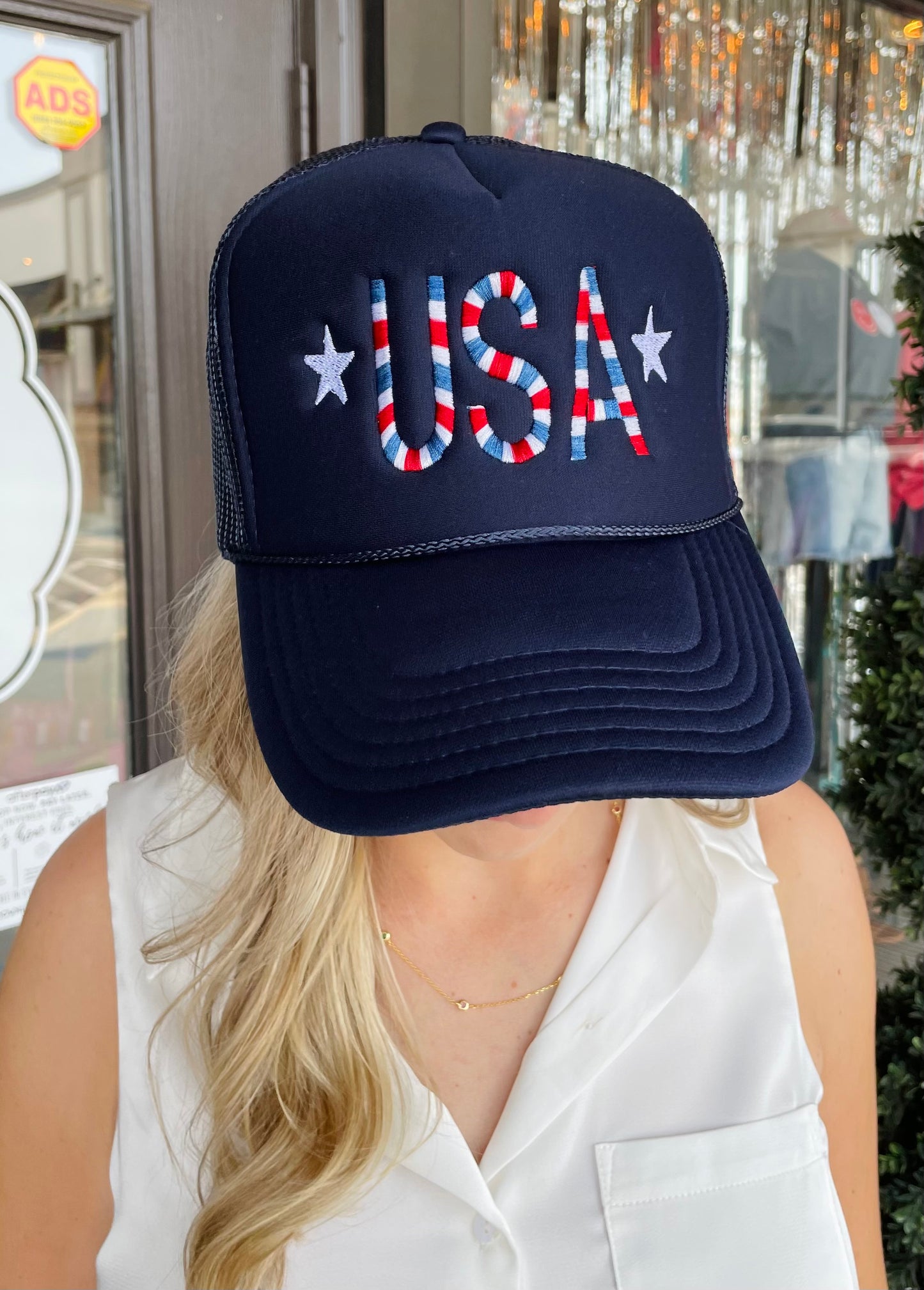 USA Patriotic Stripe Navy Cap