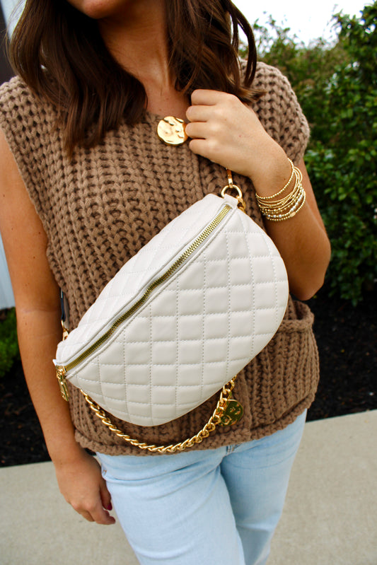 Sylvie Bone Quilted Belt Bag