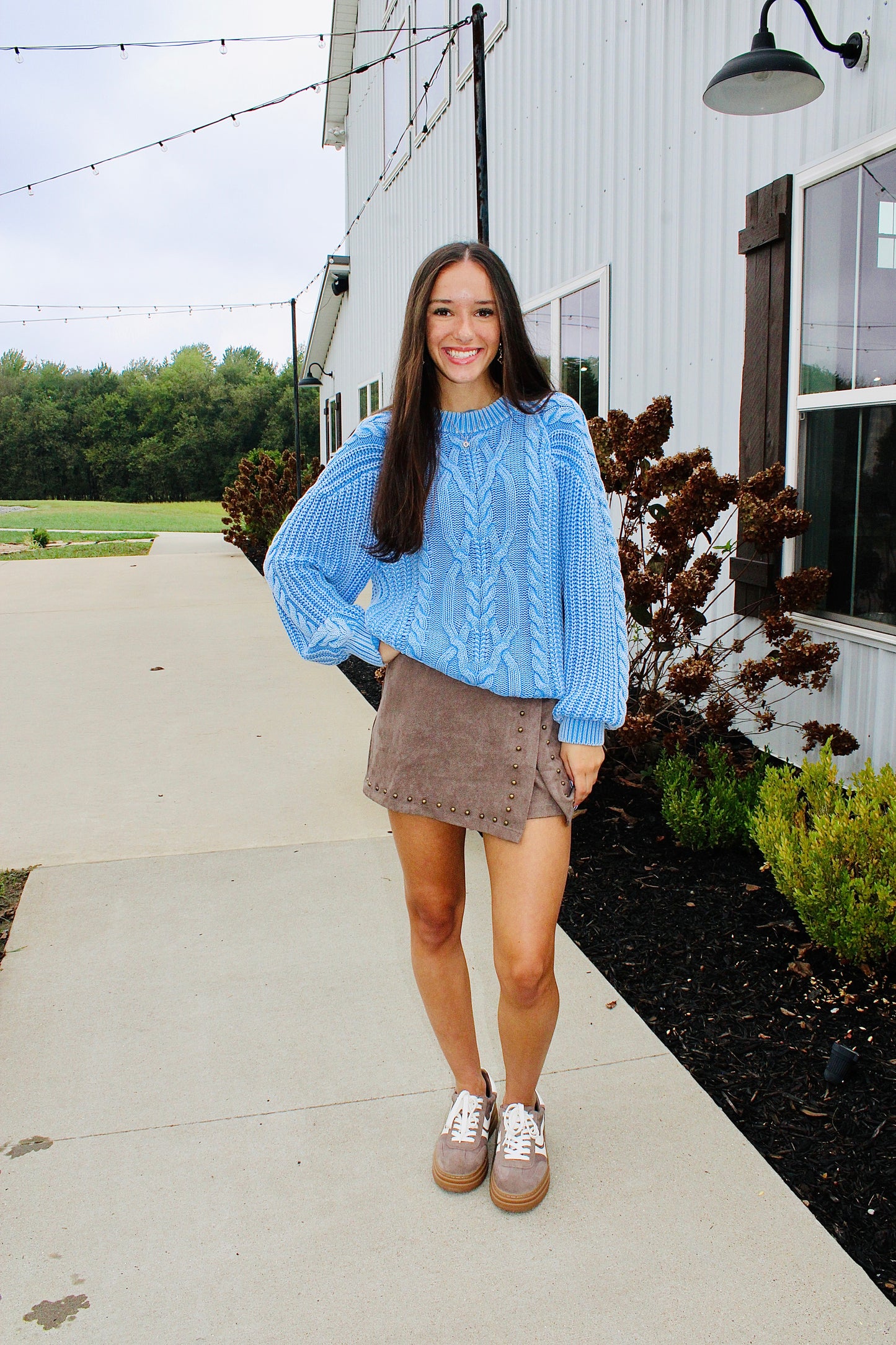 Frankie Della Robbia Blue Cable Sweater