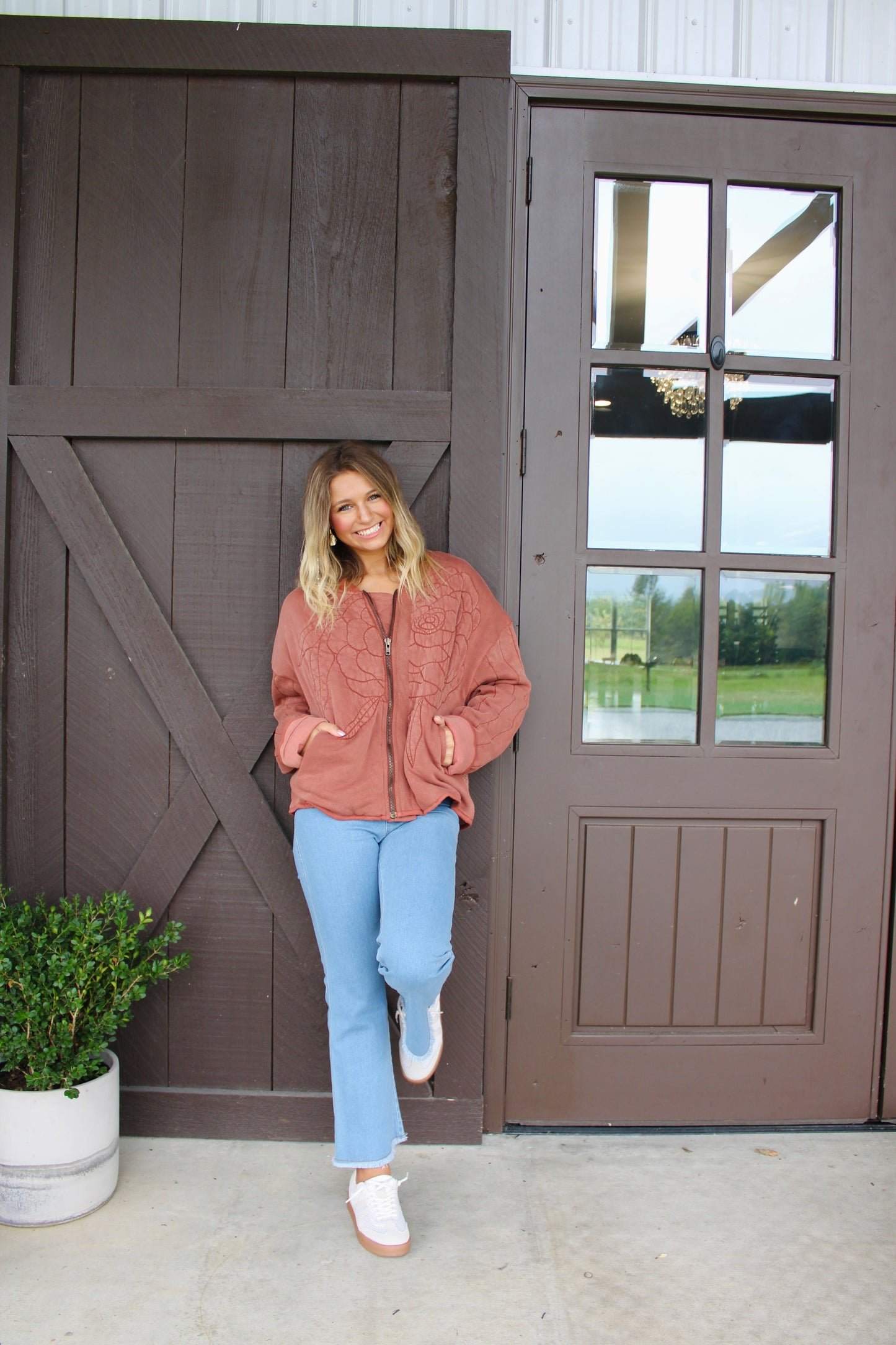 Rose Cinnamon Stick Zip-Up Sweatshirt