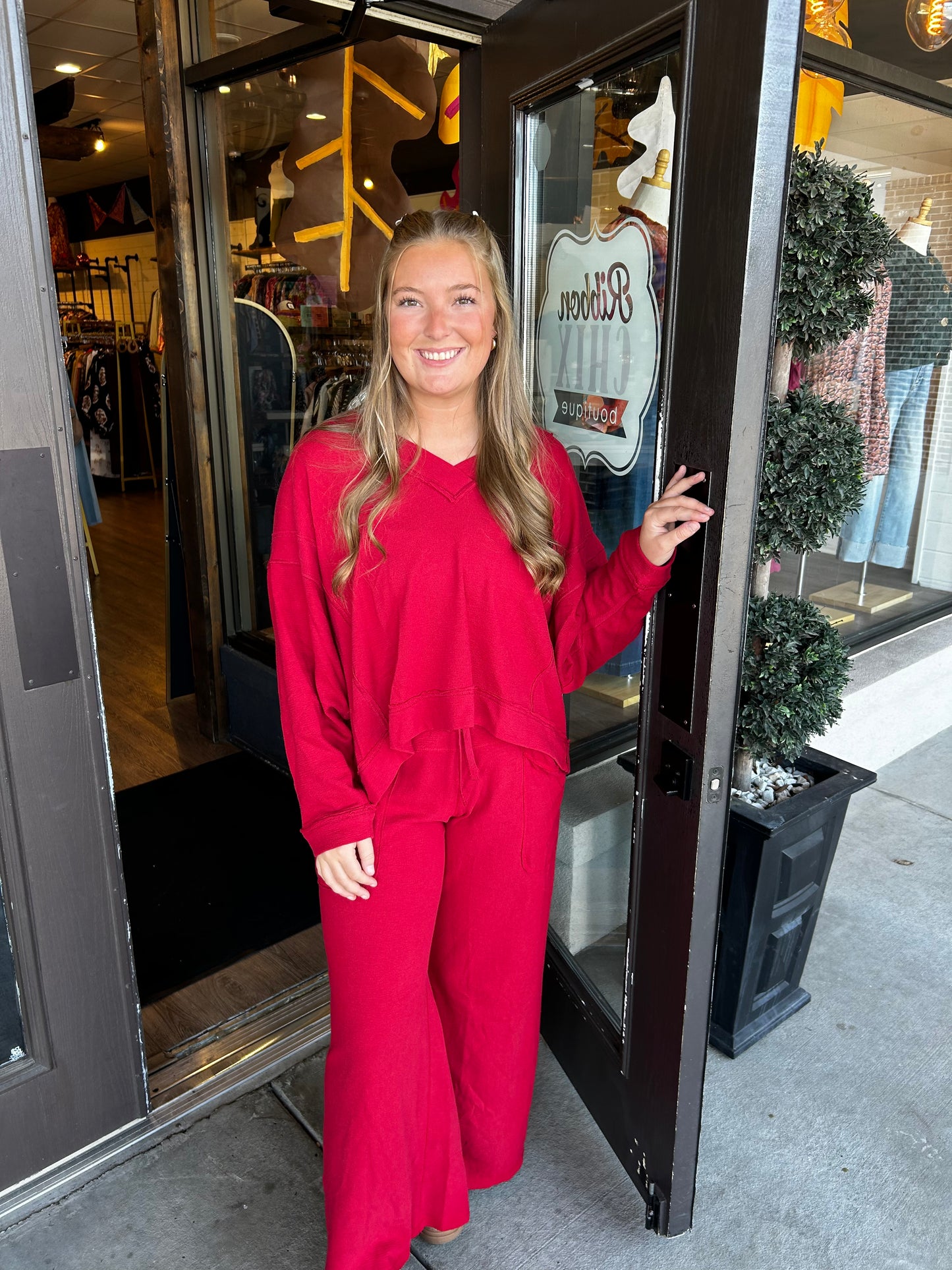 Staycation Deep Cherry Lounge Pants