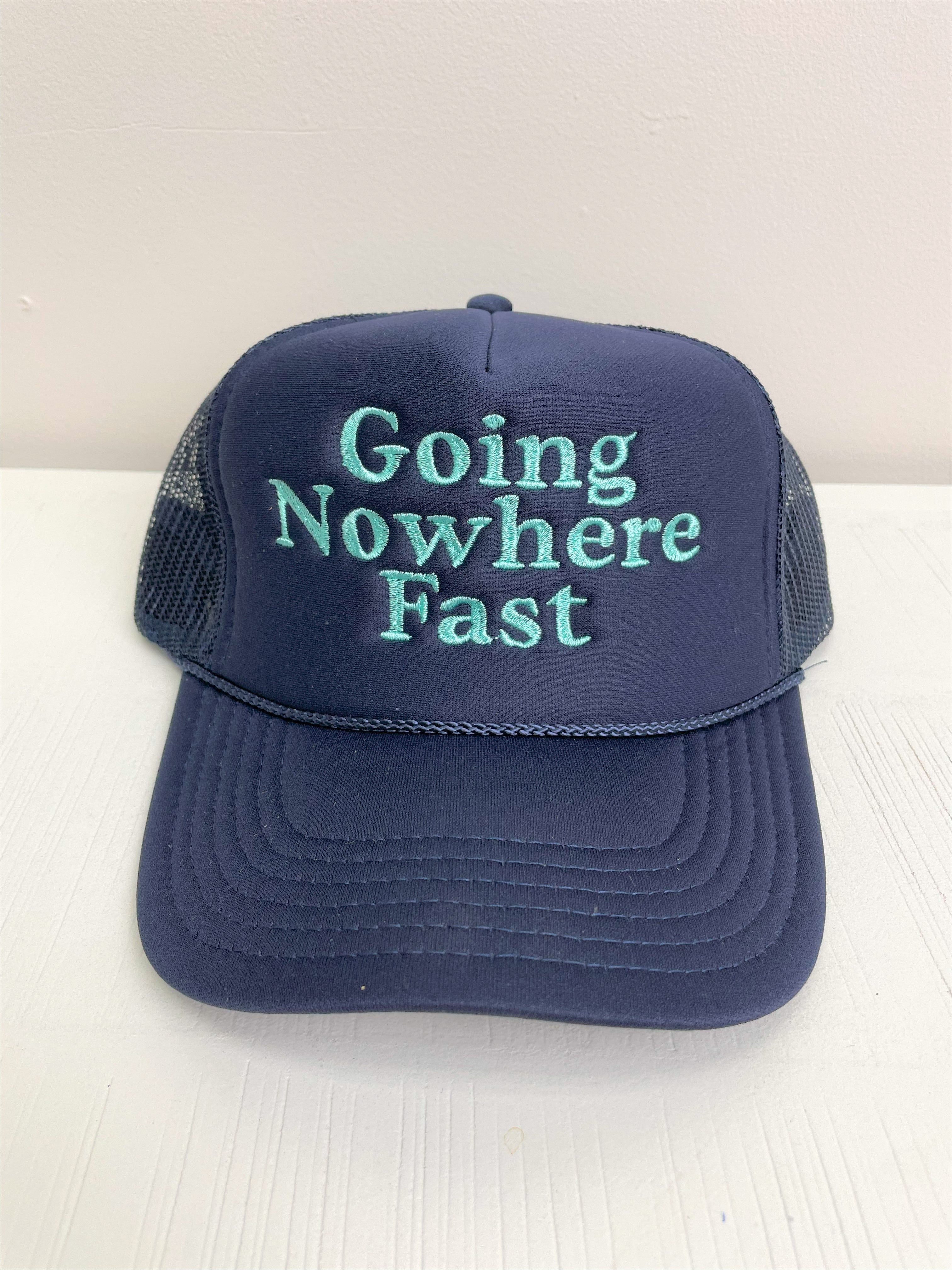 Going Nowhere Fast Embroidered Cord Hat Blue