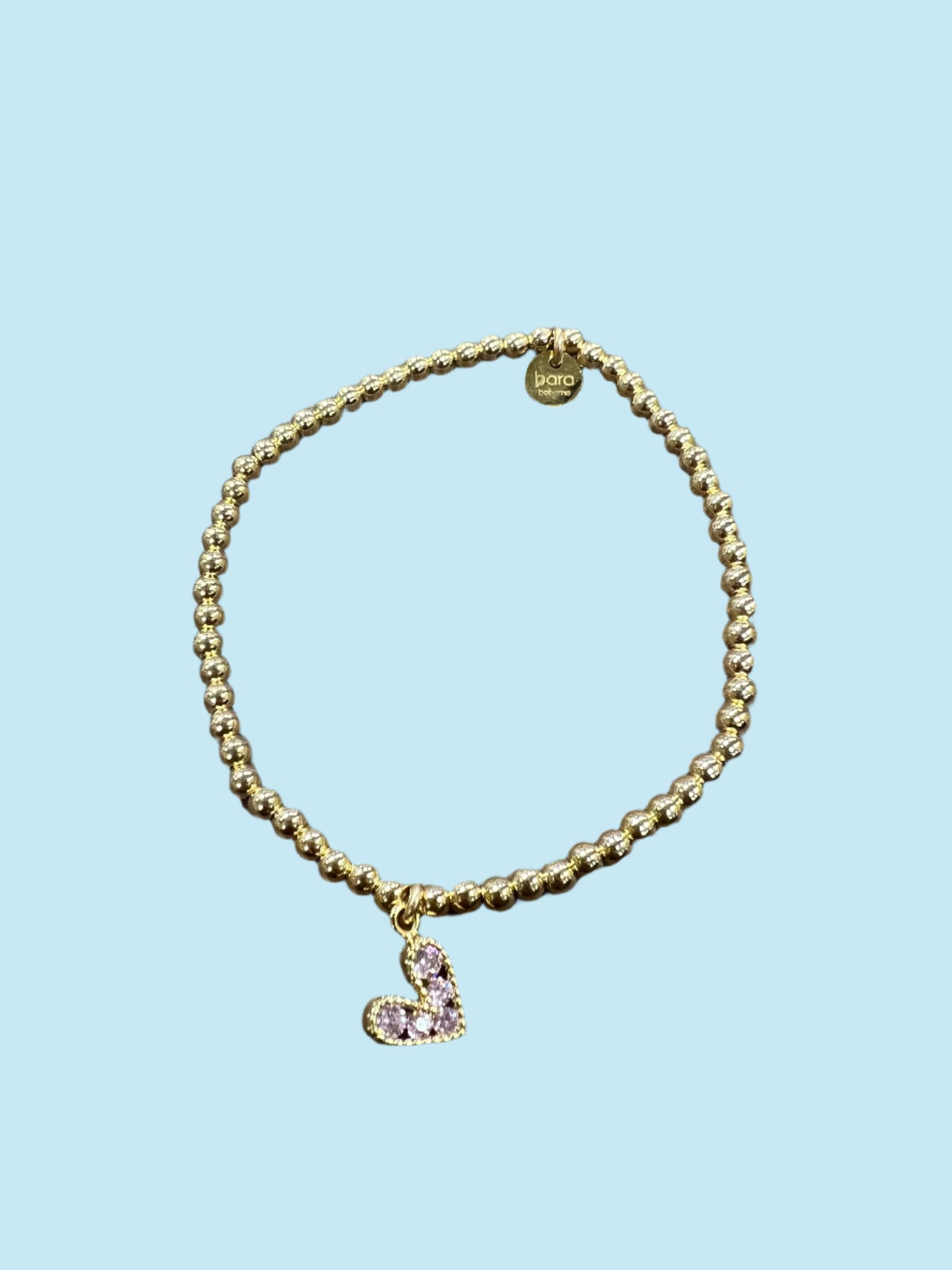 Heart Pink 14K Gold Filled Beaded Bracelet