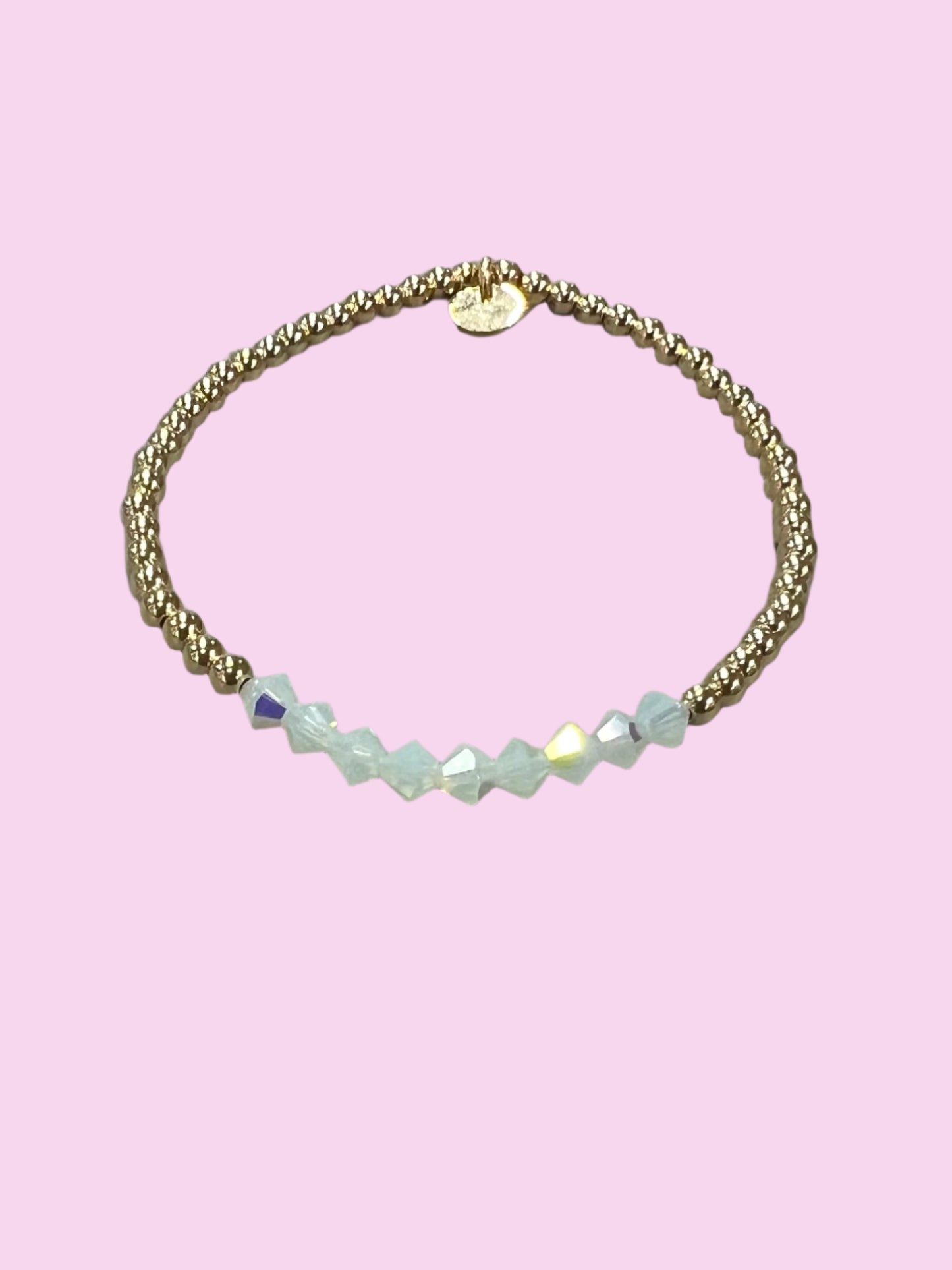 Crystal Bar Light Blue 14K Gold Filled Beaded Bracelet