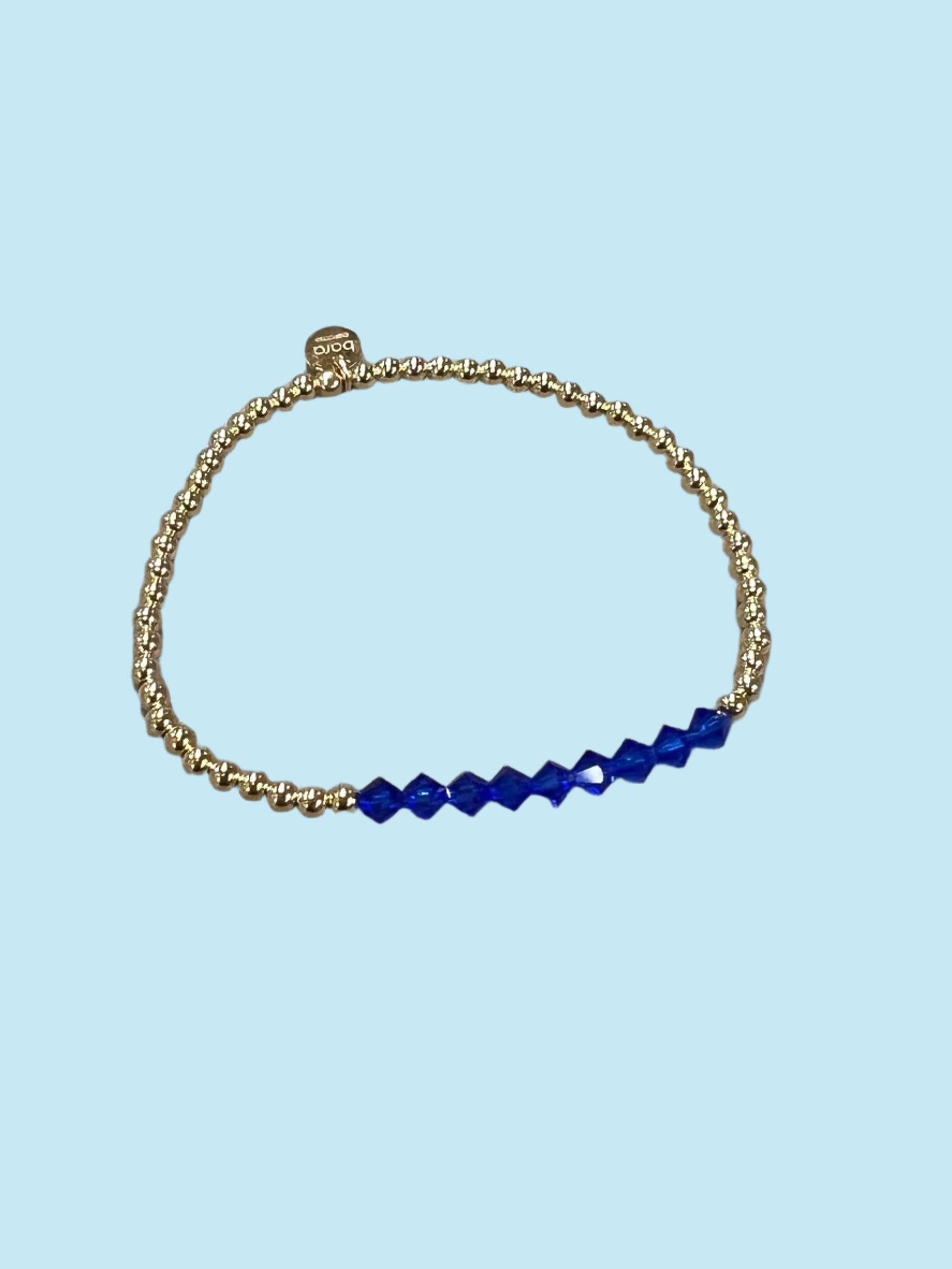 Crystal Bar Royal Blue 14K Gold Filled Beaded Bracelet