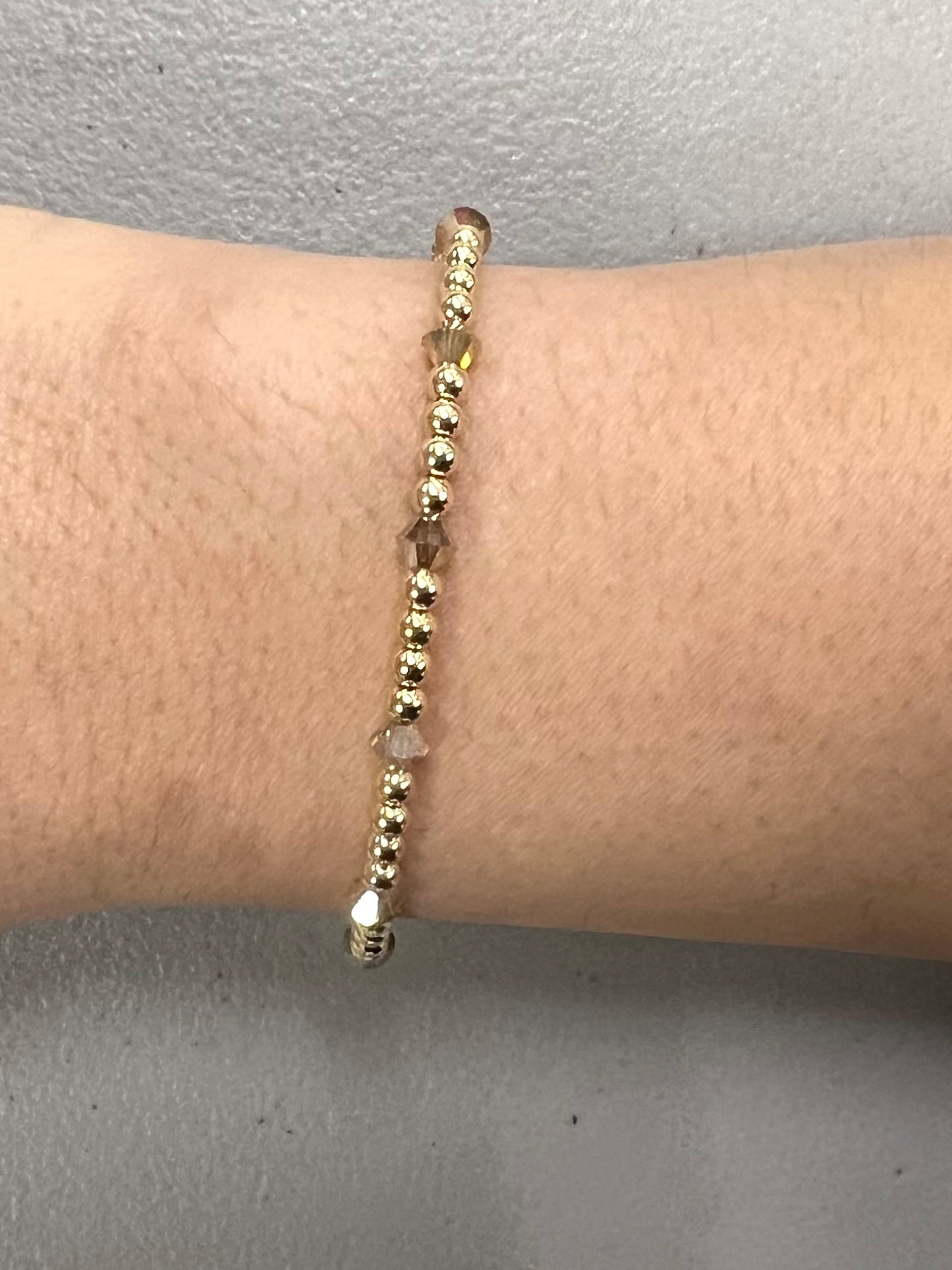 Crystal By Yard Golden Shadow 14K Gold Filled Beaded Bracelet