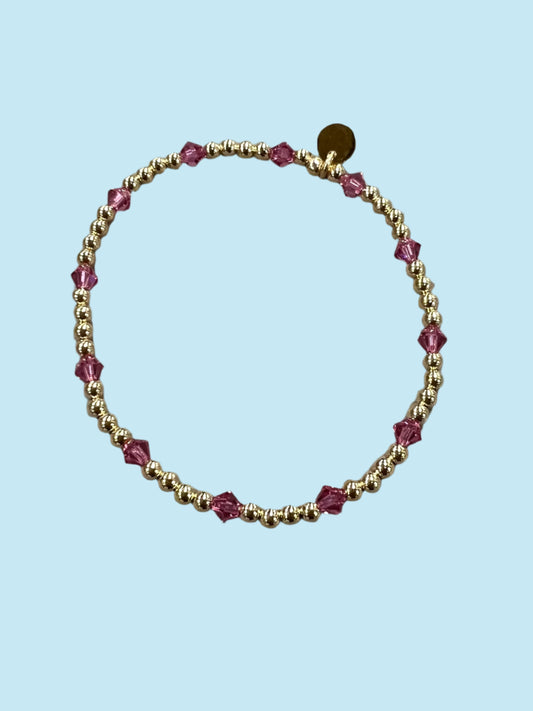 Crystal By Yard Pink 14K Gold Filled Beaded Bracelet