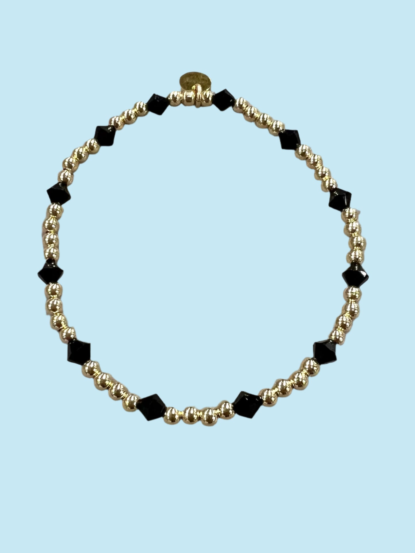 Crystal By Yard Black 14K Gold Filled Beaded Bracelet