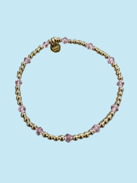 Crystal By Yard Light Pink 14K Gold Filled Beaded Bracelet