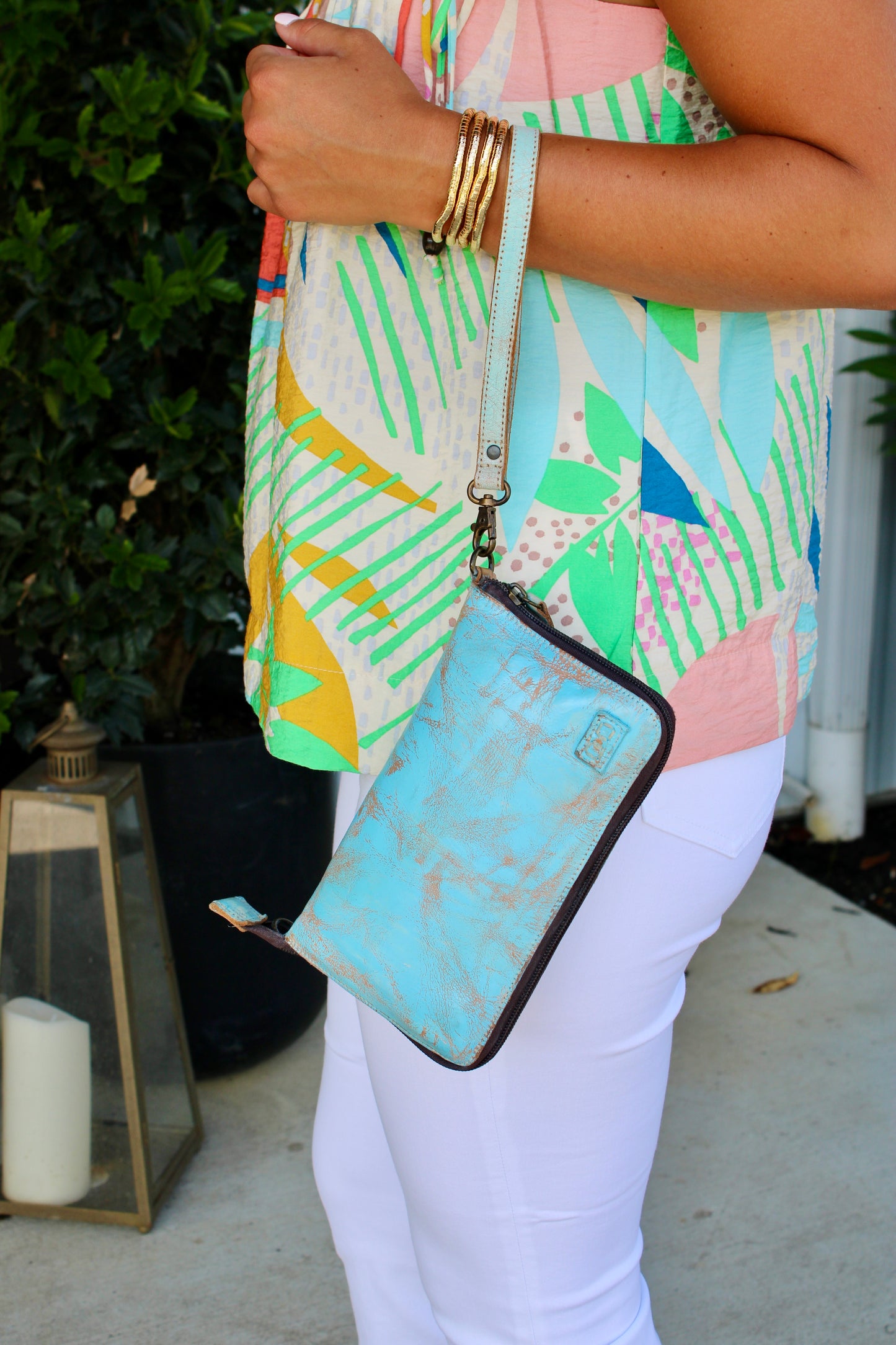 Templeton II Baby Blue Lux Oats Rustic Wallet Wristlet