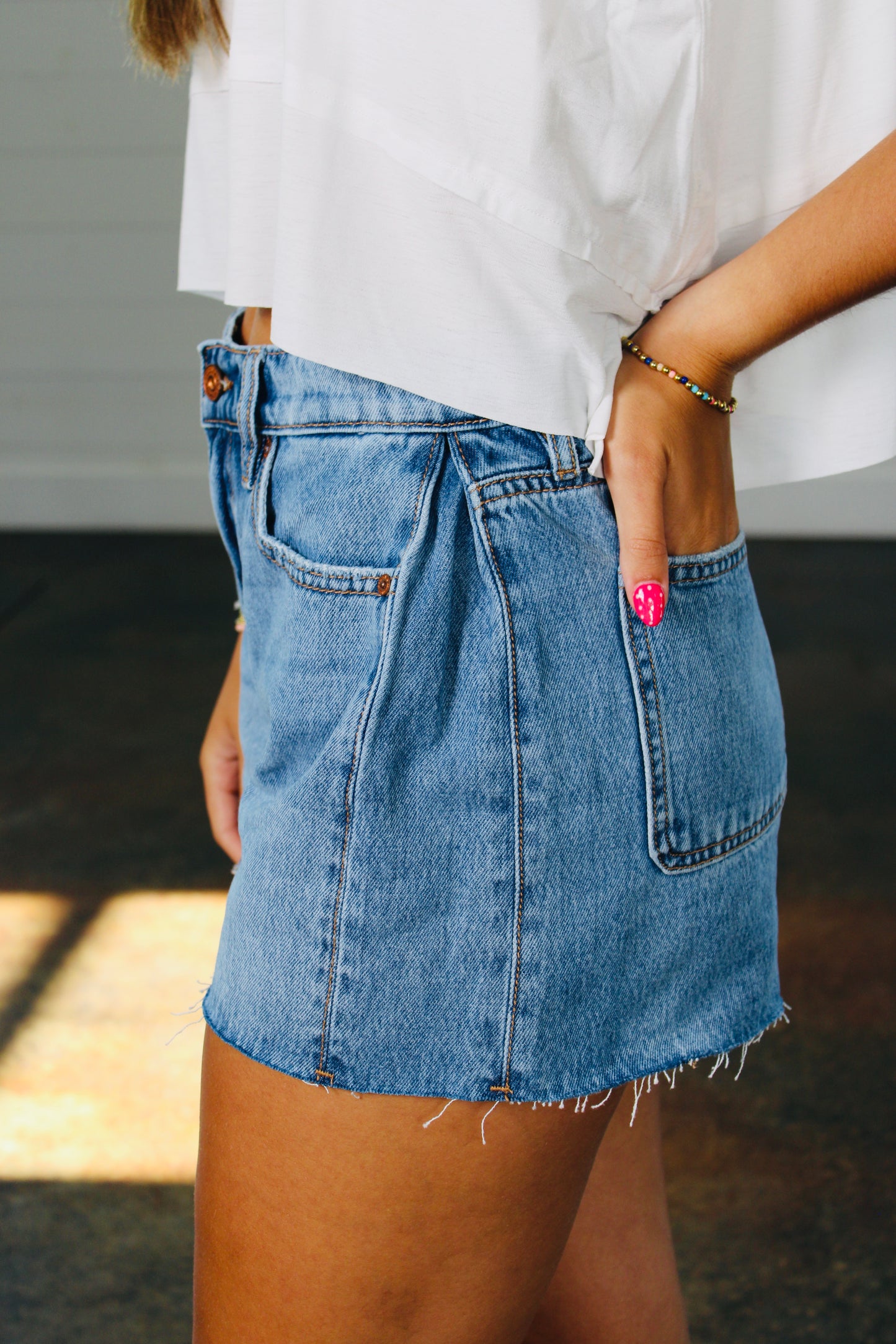 Ava High Rise A-Line Medium Wash Shorts