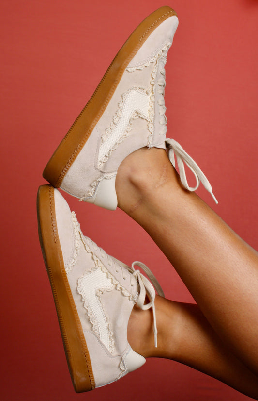Notice Lace Ivory Suede Sneakers