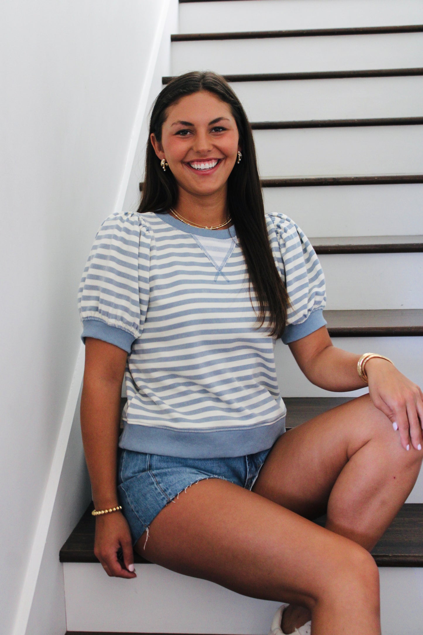 Striped Style Blue Top
