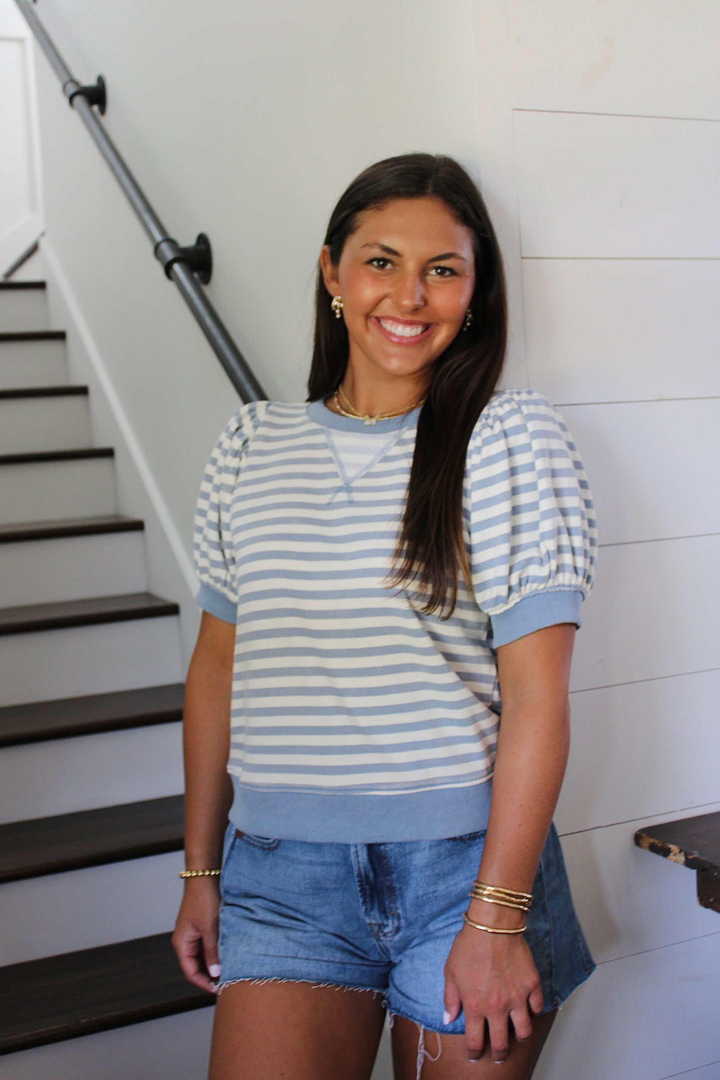 Striped Style Blue Top