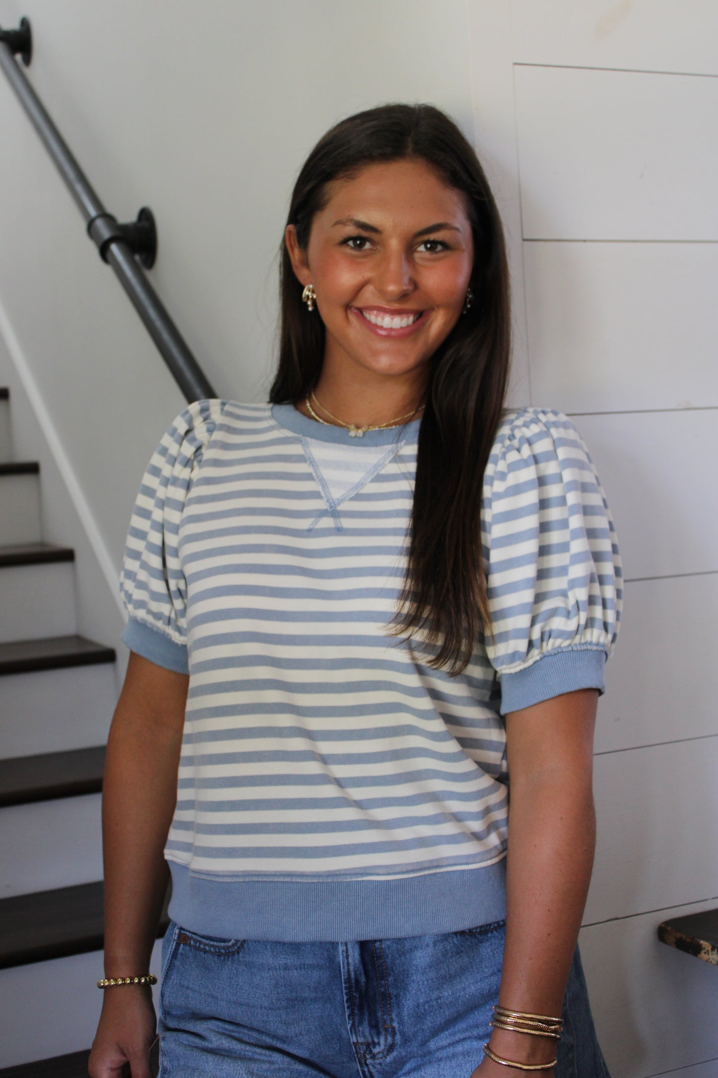 Striped Style Blue Top