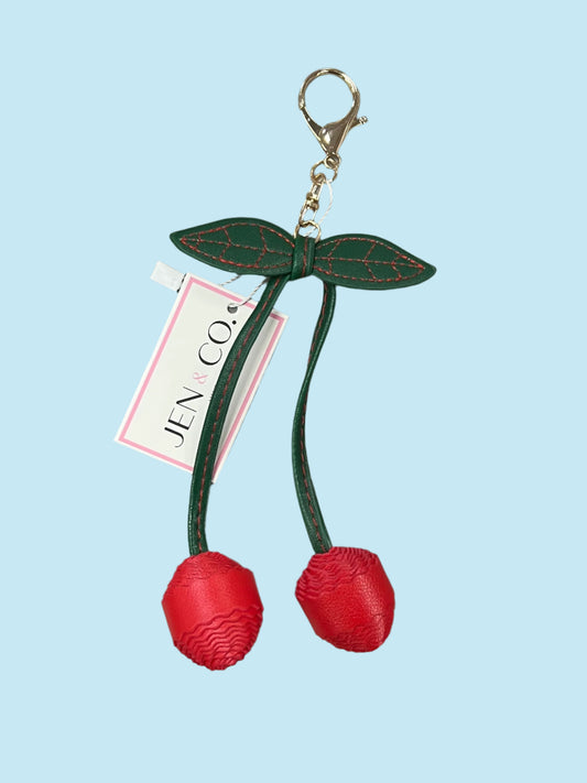 Cherry Red Leather Keychain