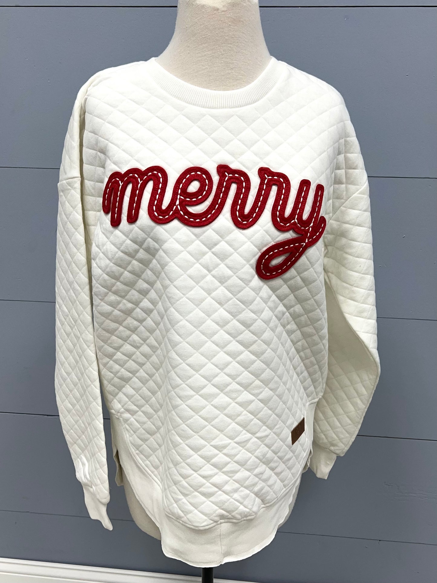 Candy Cane Stitch White Sweatshirt