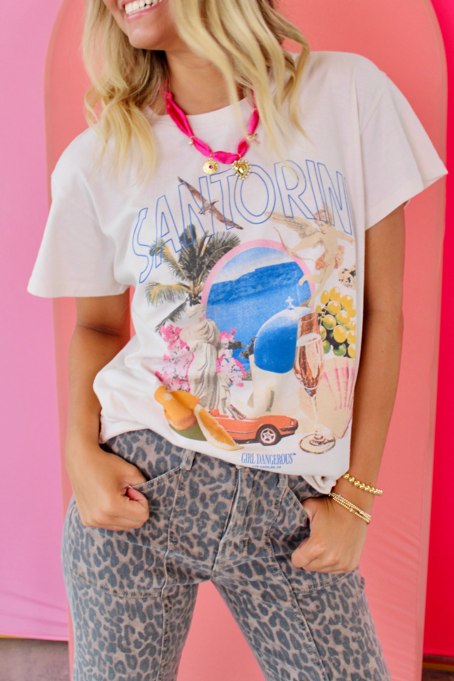 Santorini Collage Natural Tee