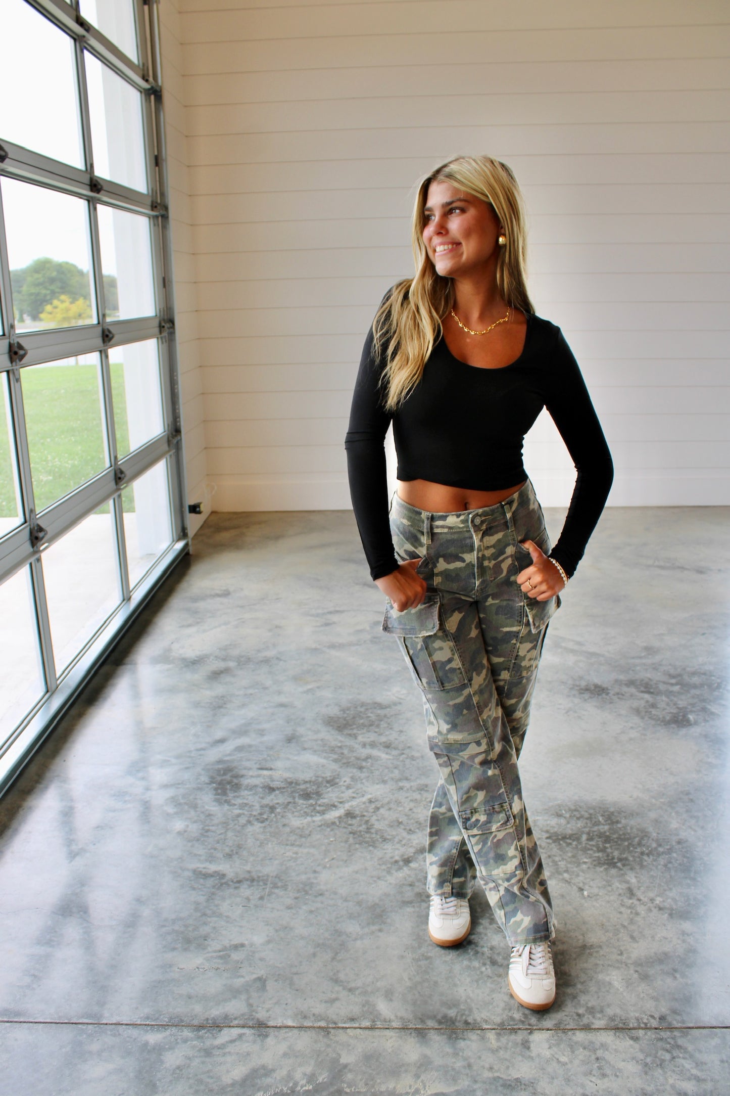 Tracey Camouflage Cargo Straight Denim
